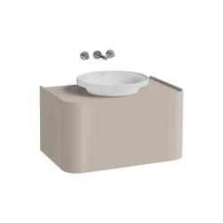 VitrA Glora Lavabo Dolabı — 80 cm, bir çekmeceli çanak lavabolu ve soft touch kaplamalı tezgahlı, mat bej