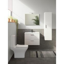 VitrA Mia Banyo Dolabı Seti — 80 cm, iki çekmeceli lavabo dolabı, aydınlatmalı düz ayna, parlak beyaz