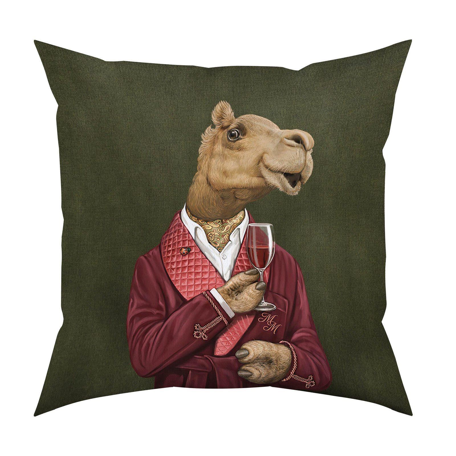 Adawall Mr. Camel Kadife Yastık EY380 45x45 cm Dolgulu uygulama örneği