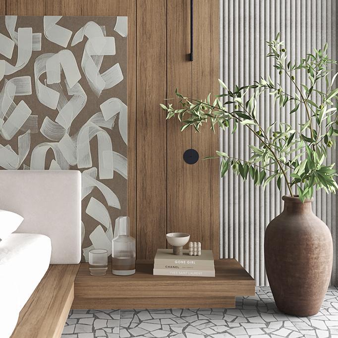 AGT LB-2200-M Timber Gri 106x2800x18 mm 3D Duvar Paneli uygulama örneği