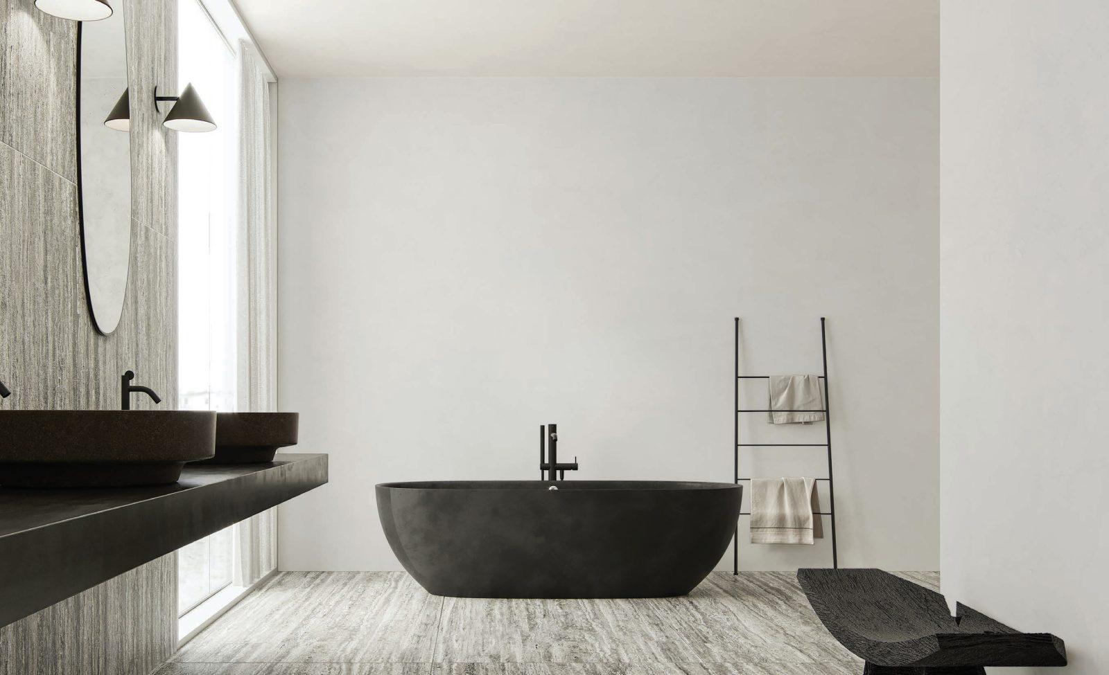 Anatolia 160x320 Travertino Titanium Doğal Dağılım Honlu uygulama örneği