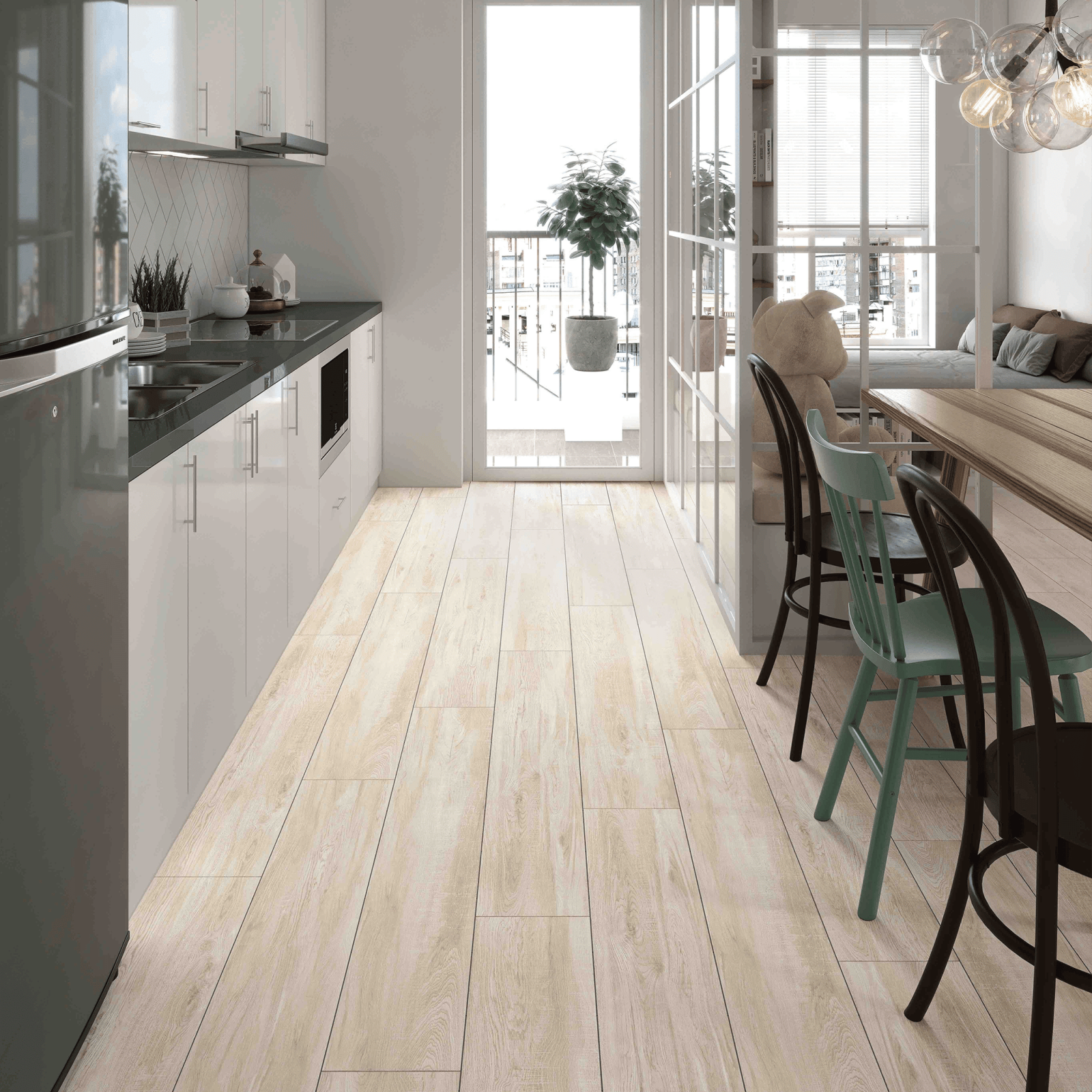 Bien Seramik 20x120 Yoga Wood Grey Gri Shadow Mat uygulama örneği