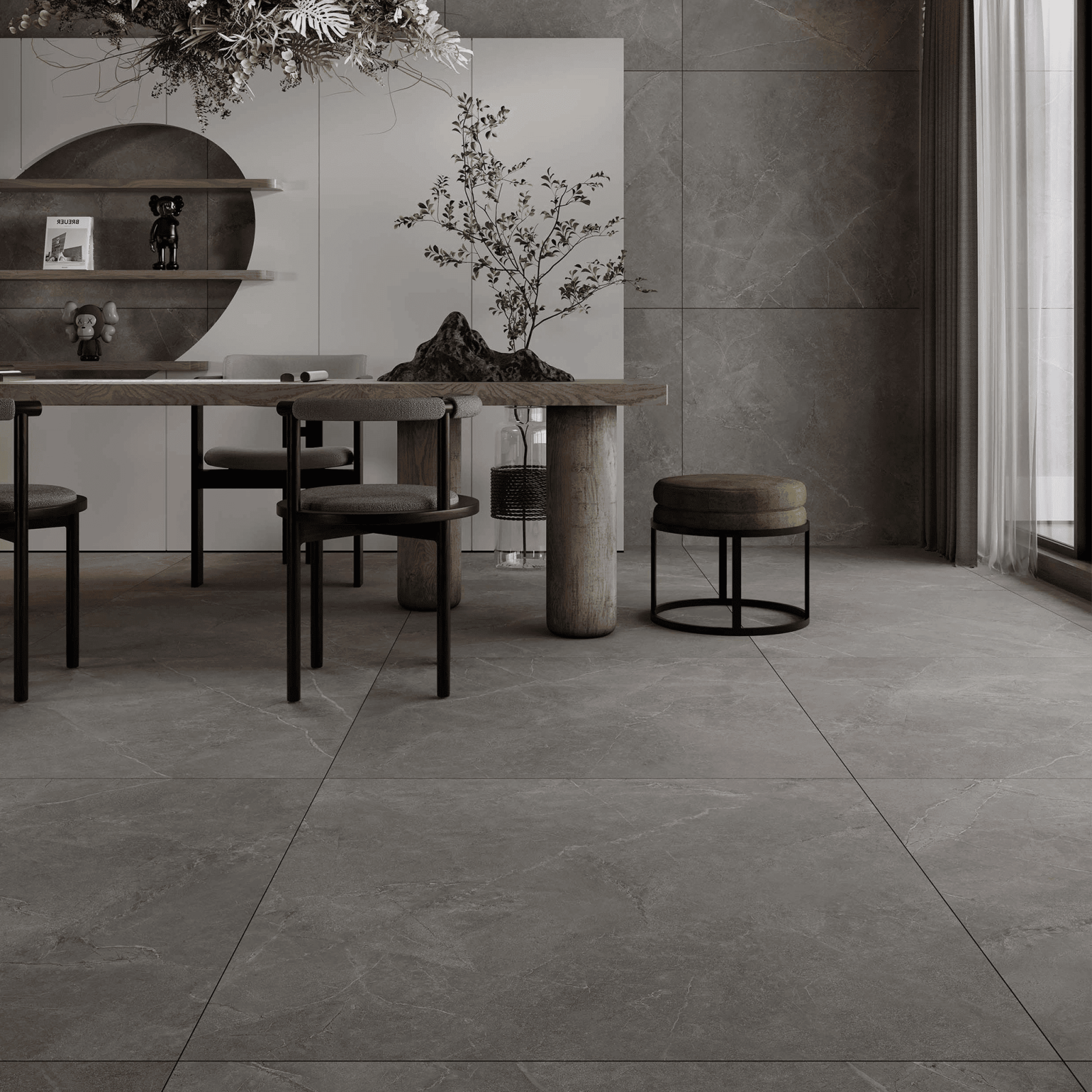 Bien Seramik 100x100 Gordion Mid Grey Mat uygulama örneği