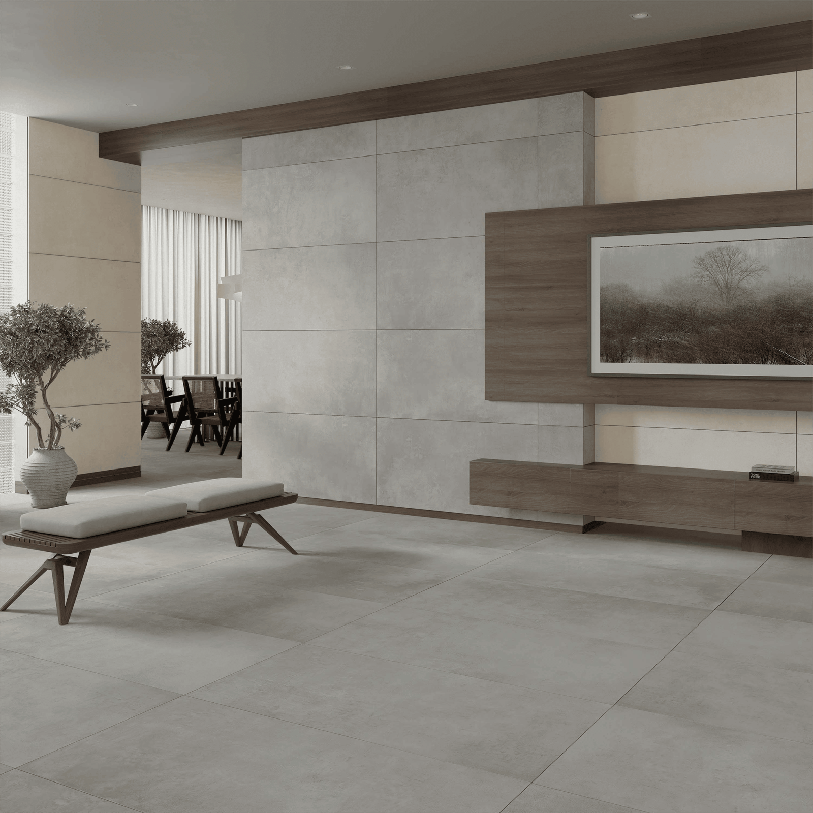 Bien Seramik 60x60 Hampton Gri Açık Bej Mat uygulama örneği