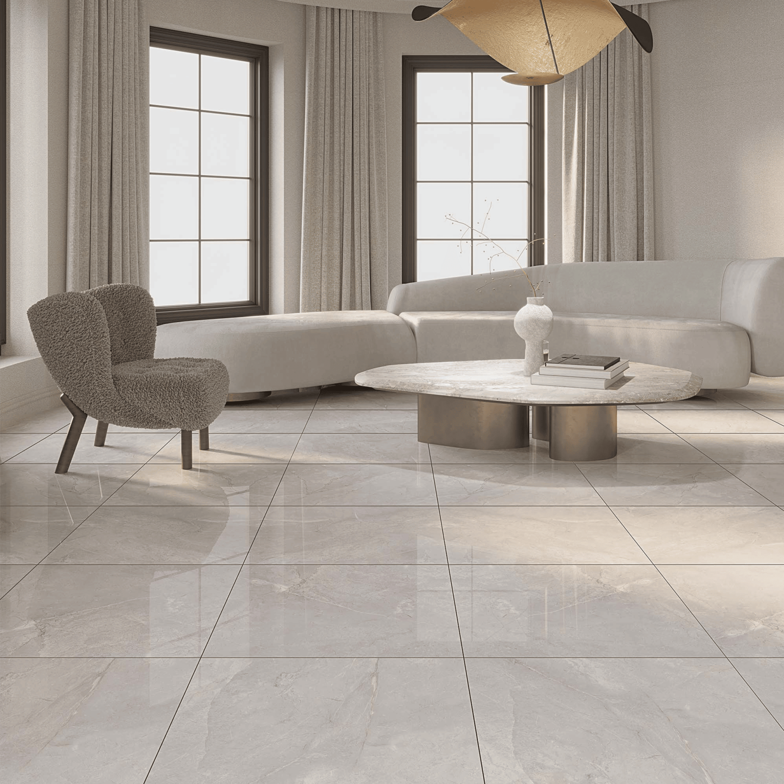 Bien Seramik 60x60 Dora Parlak Koyu Bej uygulama örneği
