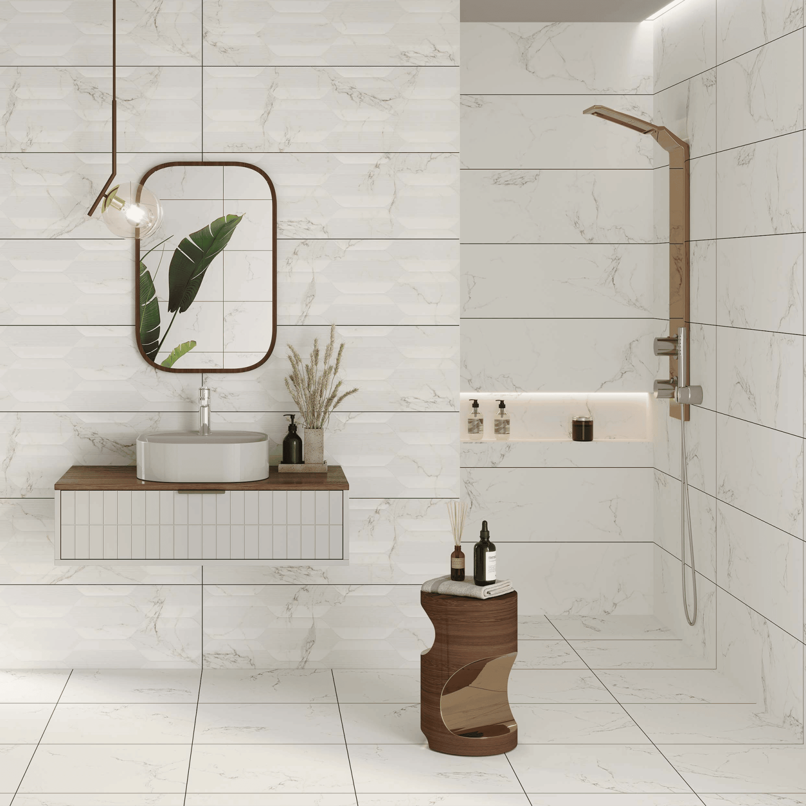 Bien Seramik 30x90 Adonis Beyaz Saten uygulama örneği