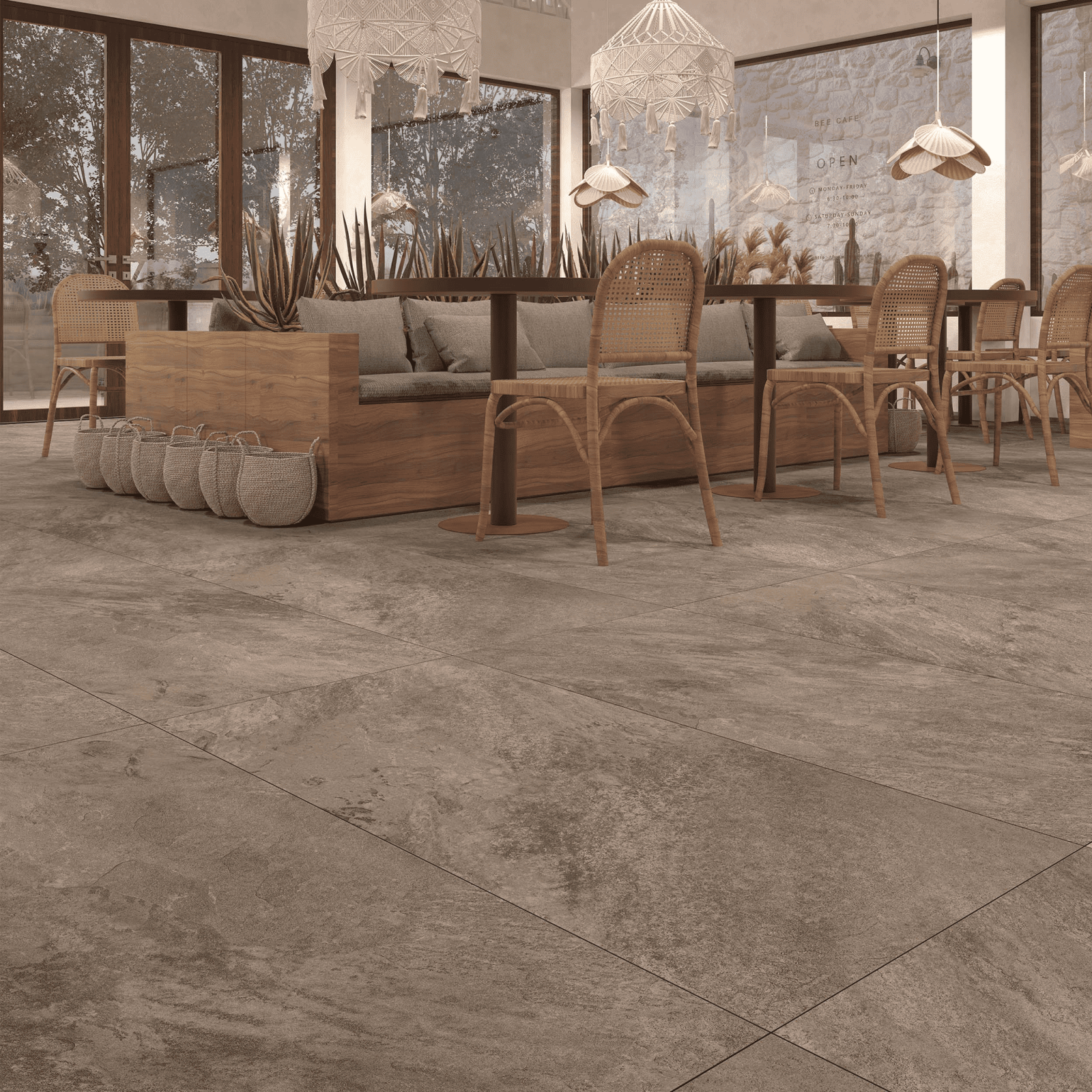 Bien Seramik 60x120 Quark Moka Kızıl Kahve Mat uygulama örneği