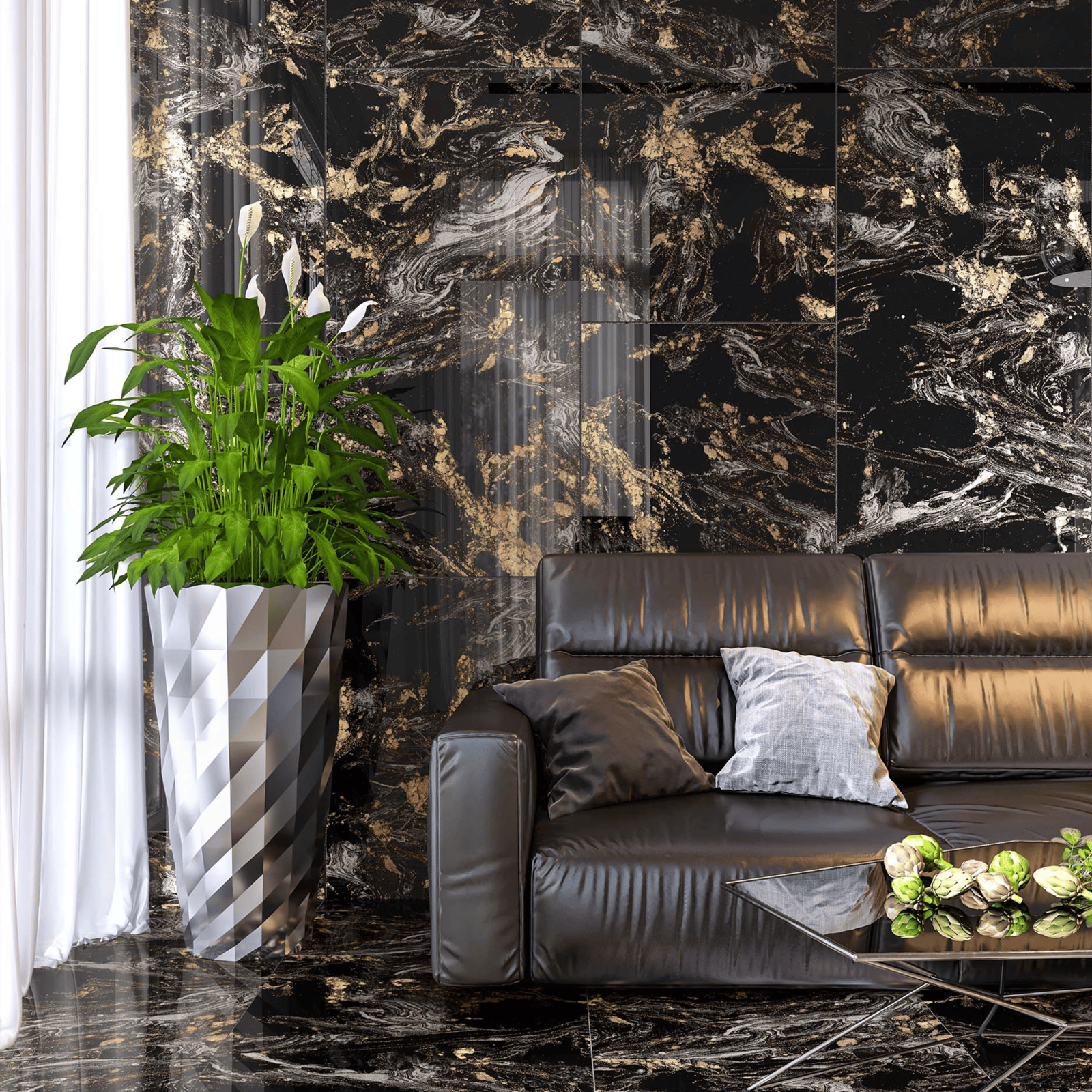 Bien Seramik 60x120 Magnifique Black Siyah Negro Full Lappato uygulama örneği