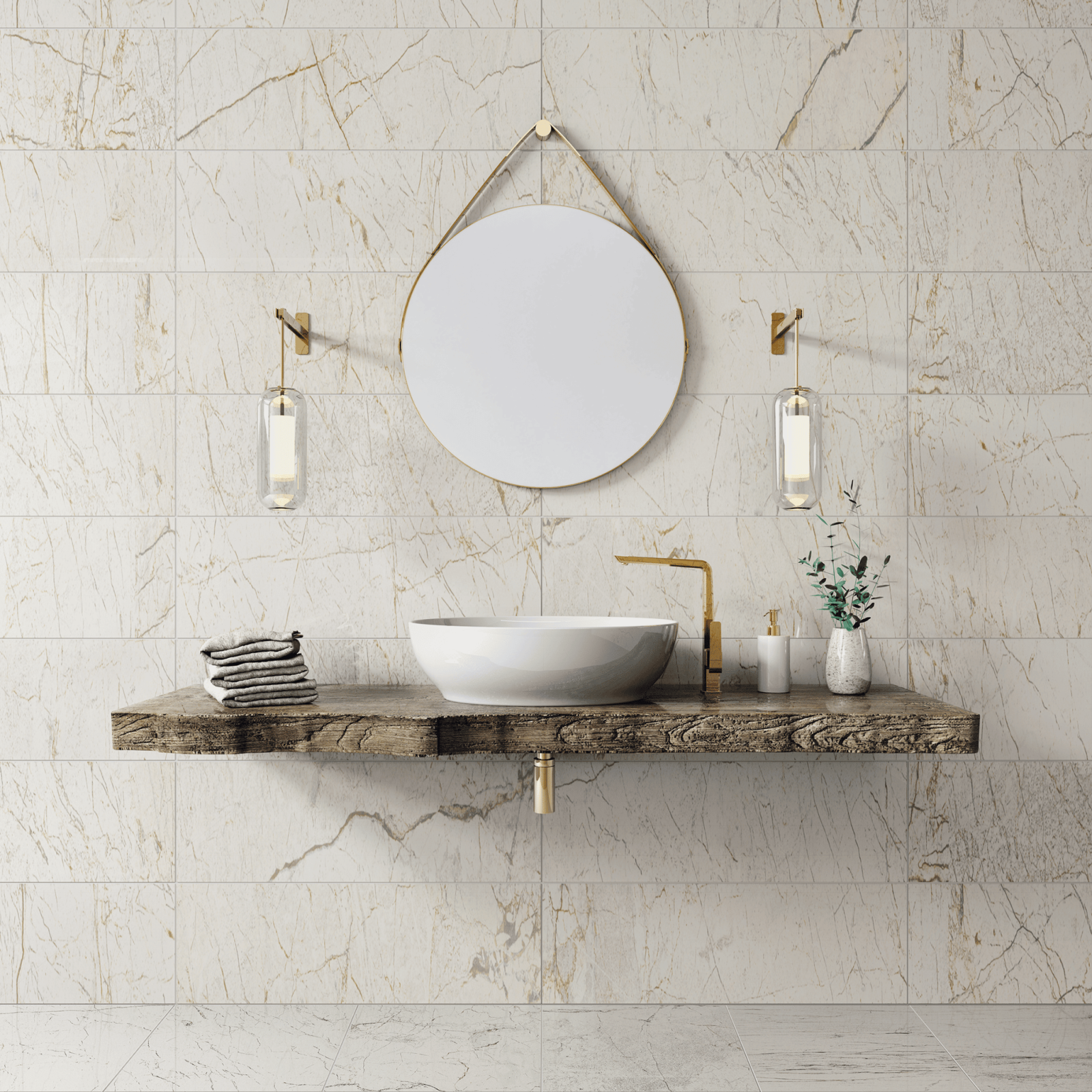 Bien Seramik 30x90 Astoria Crema Parlak uygulama örneği