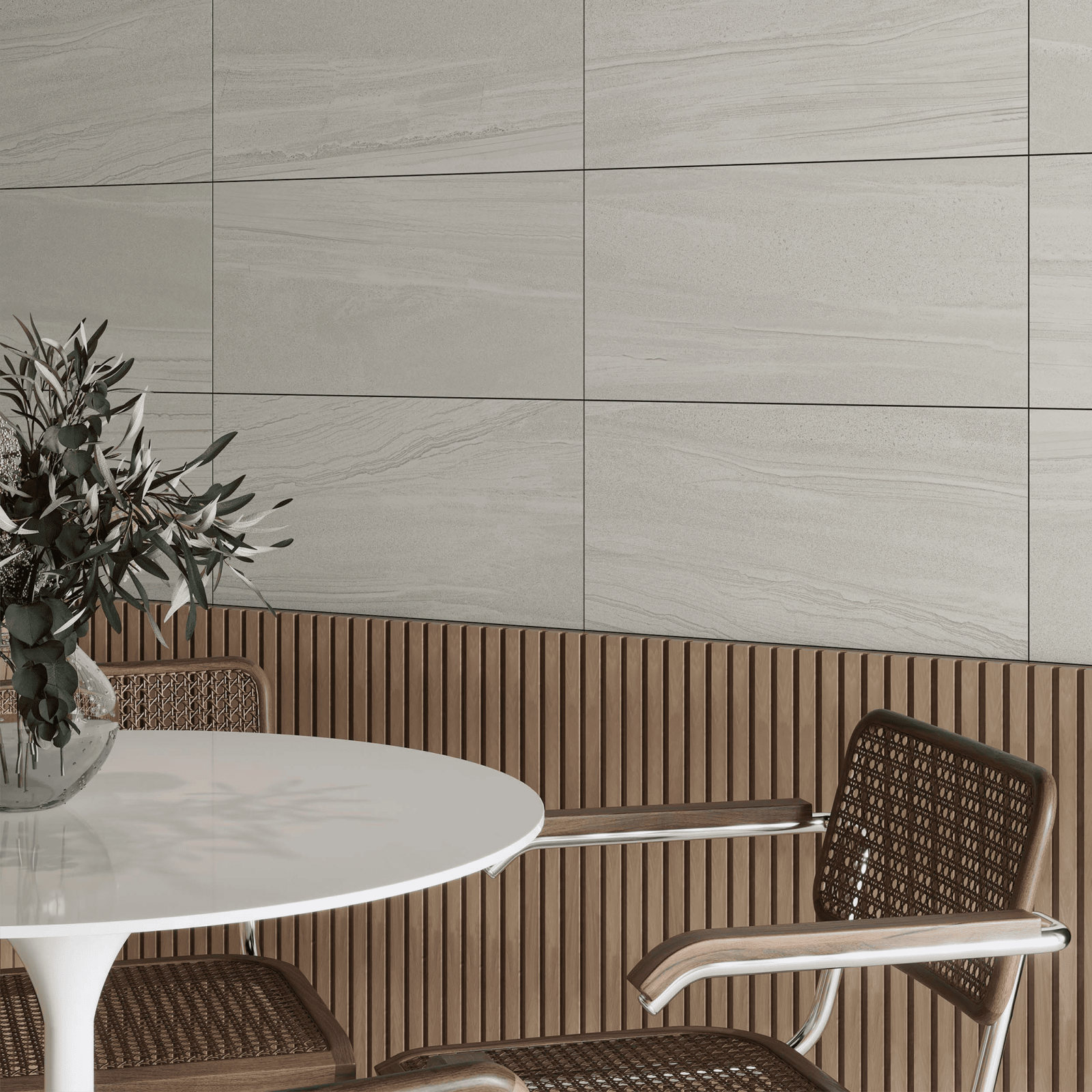Bien Seramik 30x60 Paros Açık Gri Chrome Mat Sırlı Porselen uygulama örneği