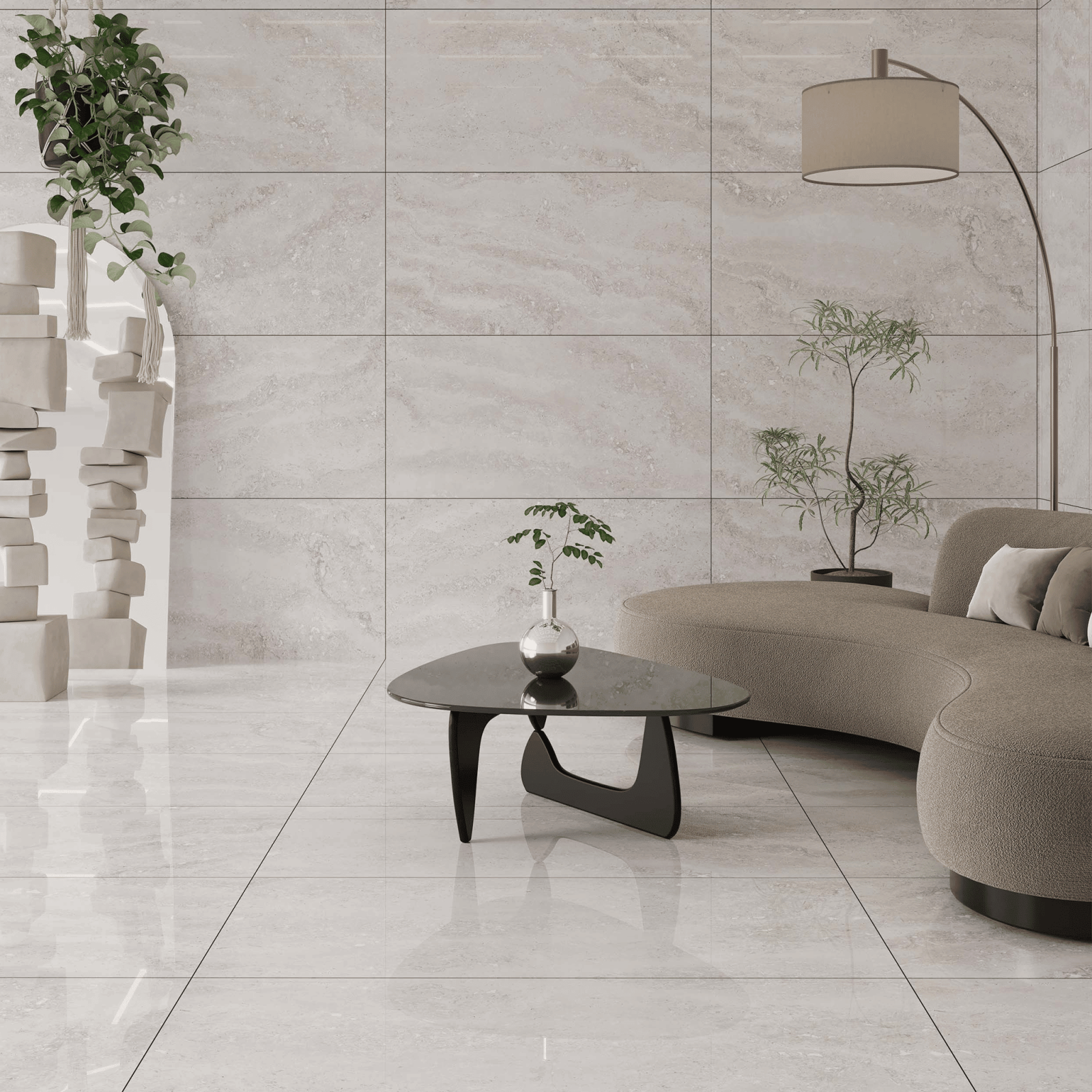 Bien Seramik 60x120 Miramar Açık Gri Chrome Full Lappato uygulama örneği