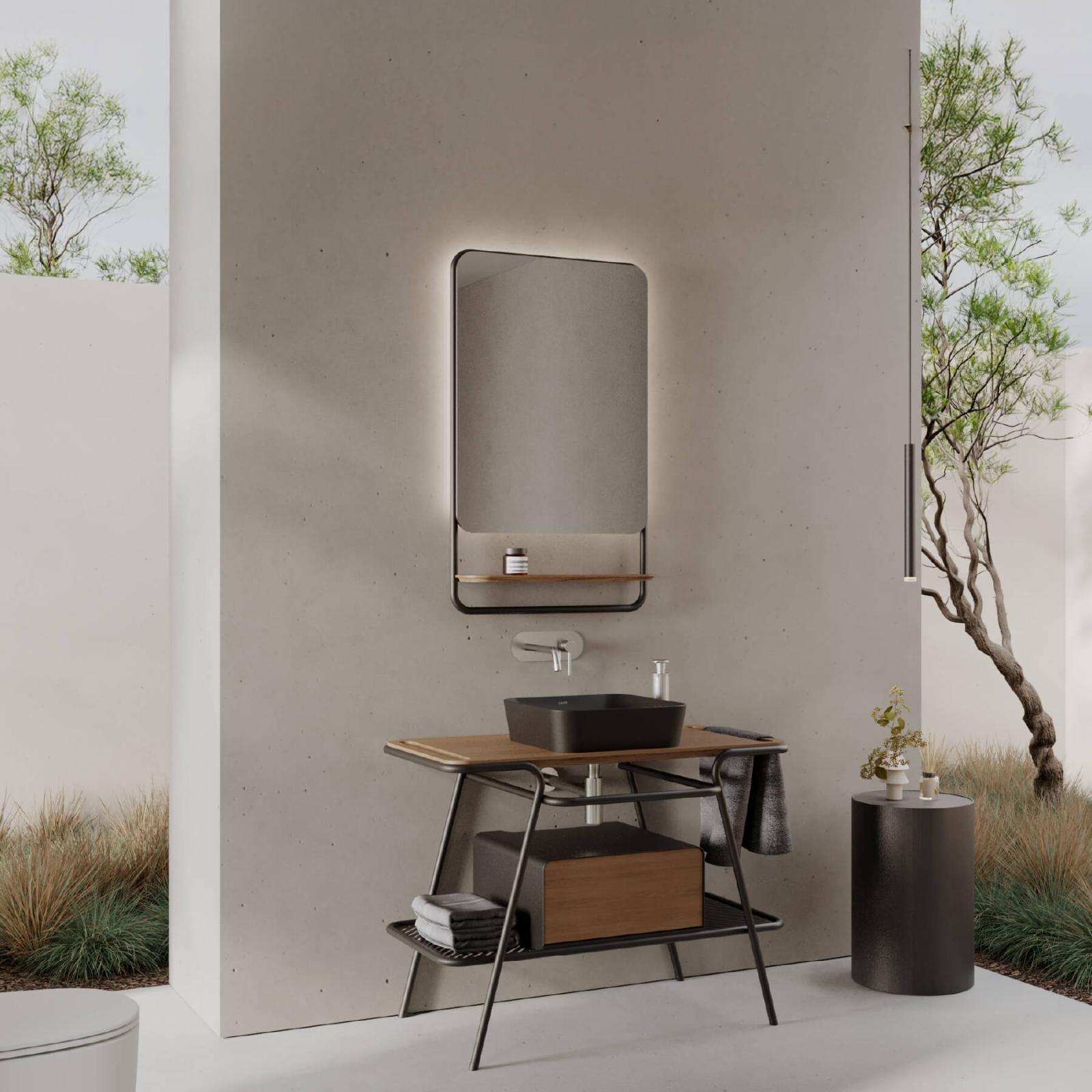 Creavit Loft Lavabo Dolabı 100 cm Çekmeceli Meşe LED'li uygulama örneği