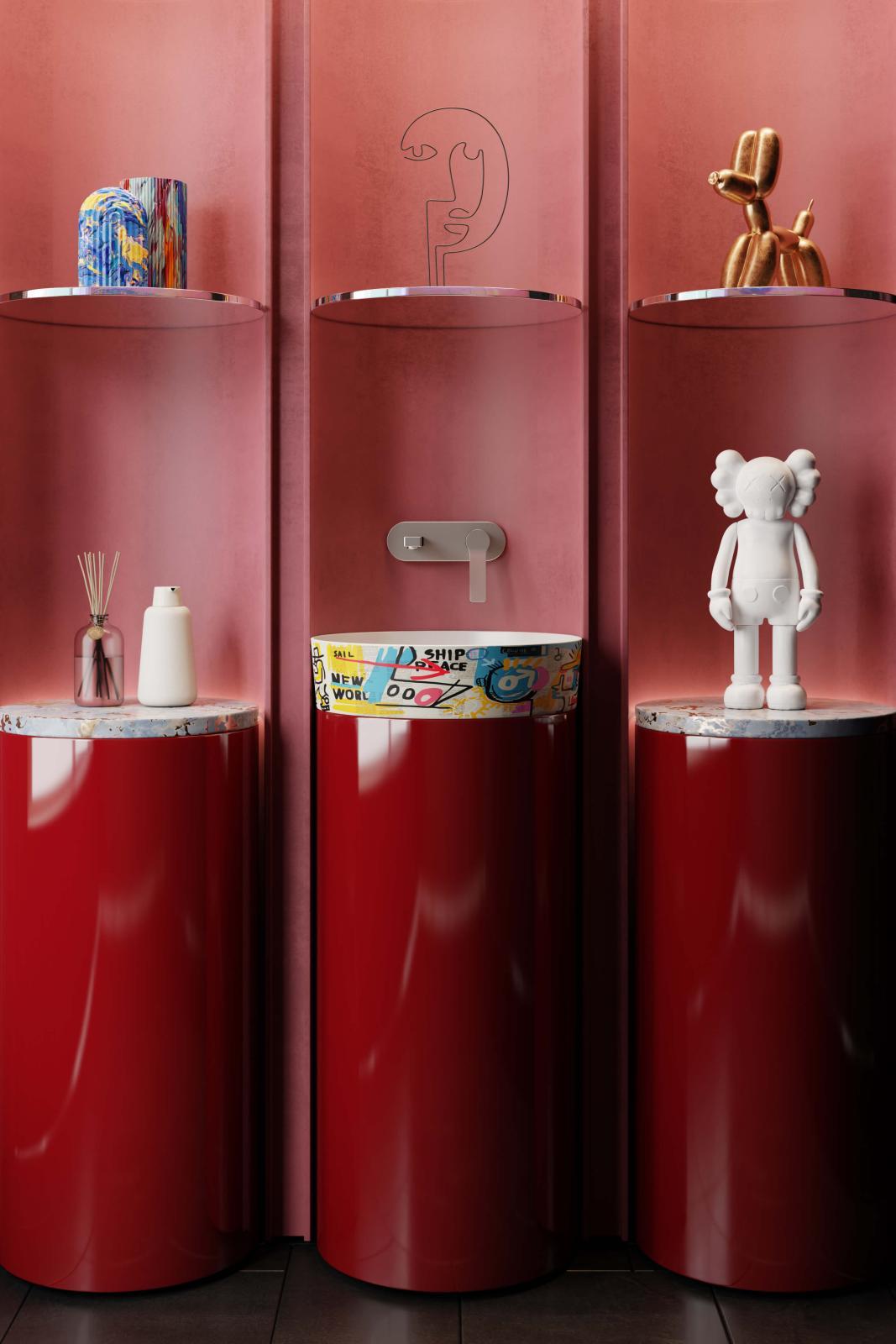 Creavit Loop Yuvarlak Çanak Lavabo Ø40 cm Grafiti Desen Uygulamalı uygulama örneği