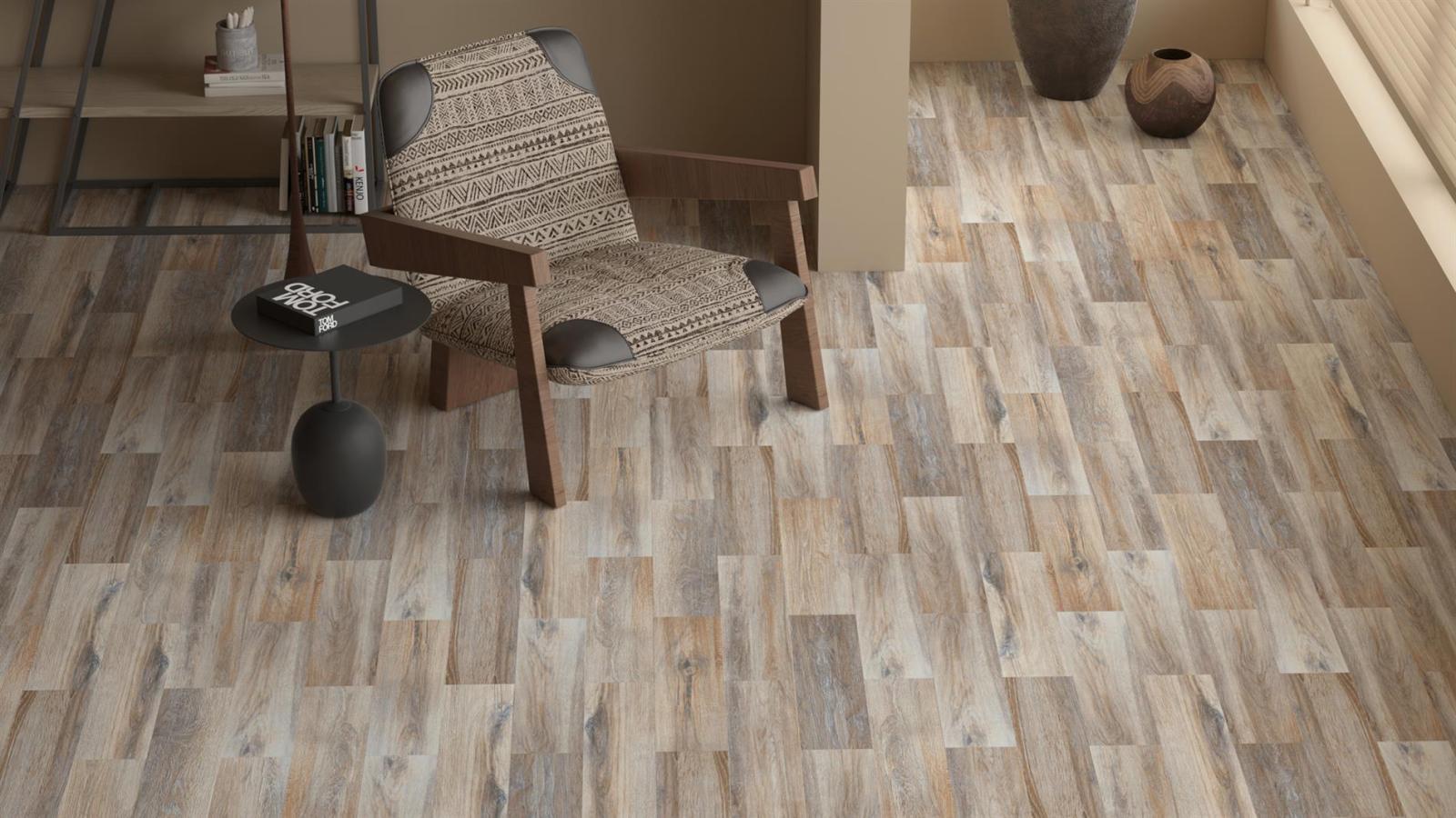 Duratiles 15x60 Natural OAK Kahve Mat uygulama örneği