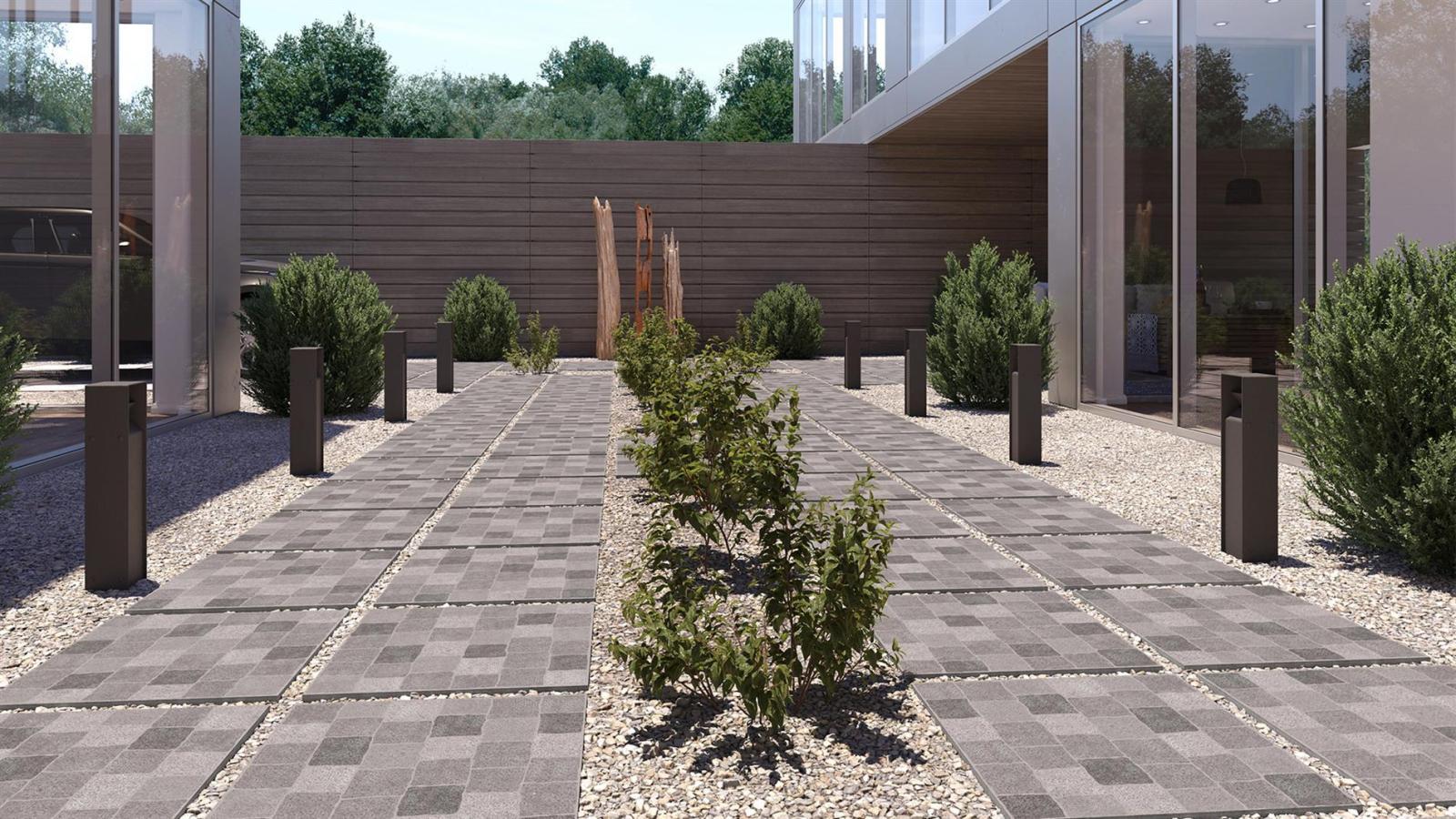 Duratiles 60x60 Flagstone Gri Mat 20 mm uygulama örneği
