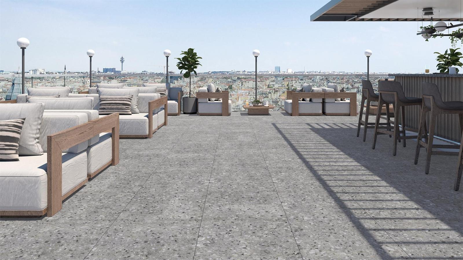 Duratiles 60x60 Terrazo Gris Mat 20 mm uygulama örneği