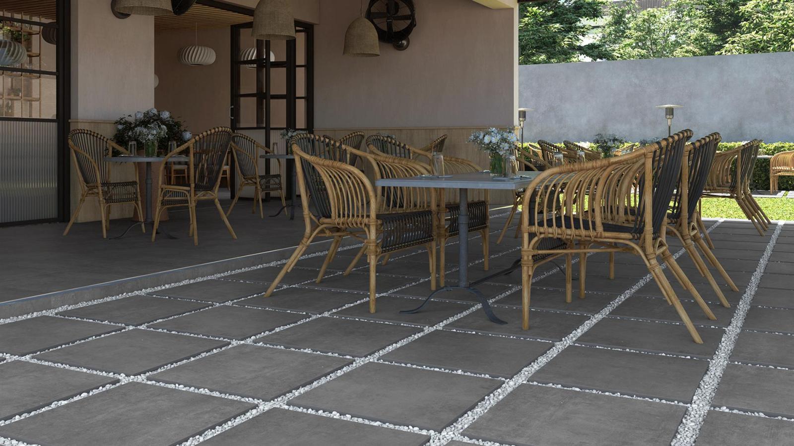 Duratiles 60x60 Columbus Antrasit Mat 20 mm uygulama örneği