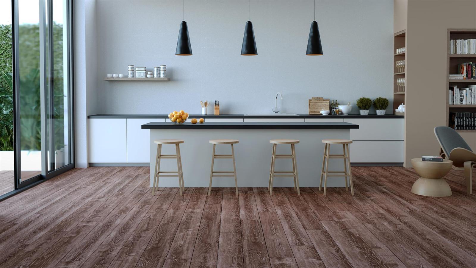 Duratiles 30x180 Trendwood Mocha Full Lappato uygulama örneği
