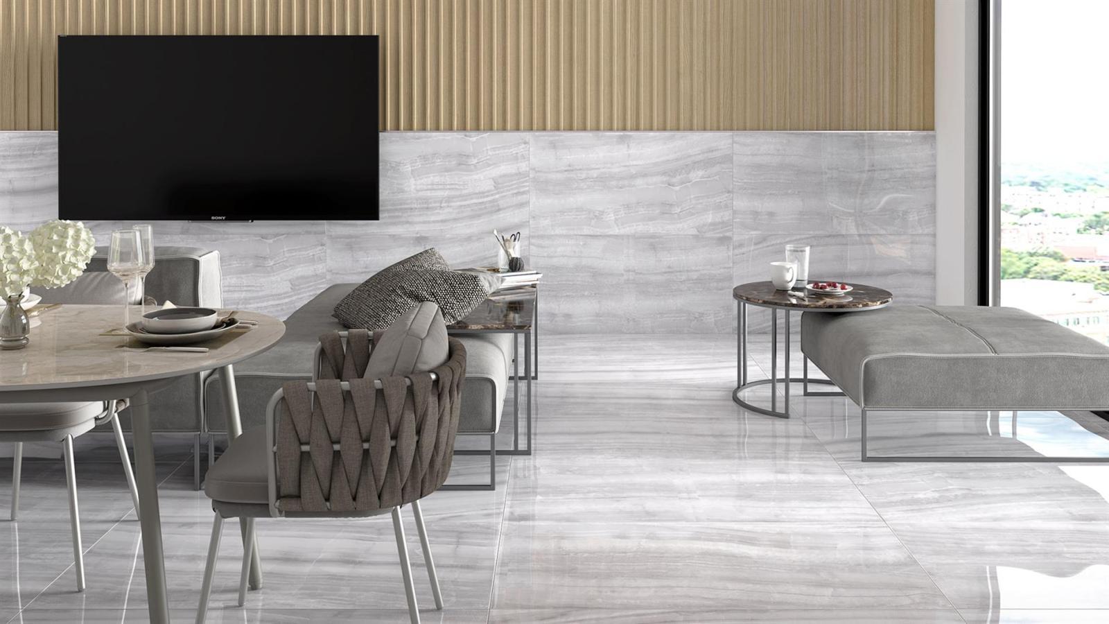 Duratiles 60x60 Santorini Gri Full Lappato uygulama örneği
