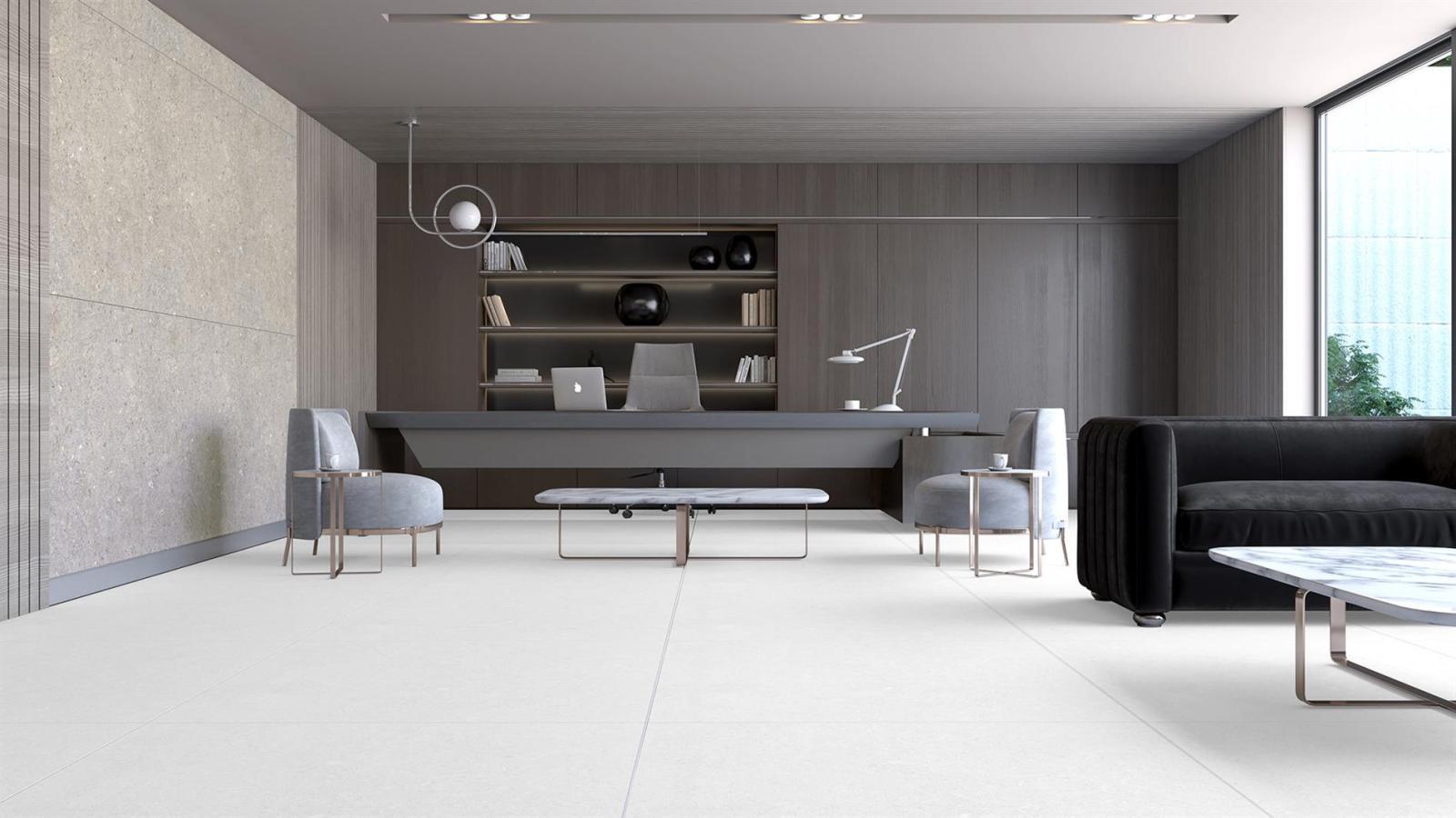 Duratiles 120x120 Ageless Beyaz Full Lappato uygulama örneği