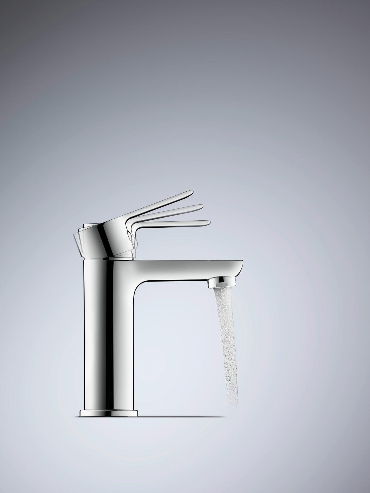 Duravit D-Code Tek kollu lavabo bataryası M FreshStart ve MinusFlow 50 mm Krom DC1023002010 uygulama örneği