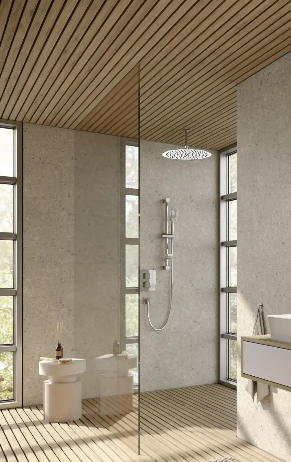 ECA Karia İnce Tavandan Duş Başlığı Yuvarlak (30 cm) 102145014 Krom uygulama örneği