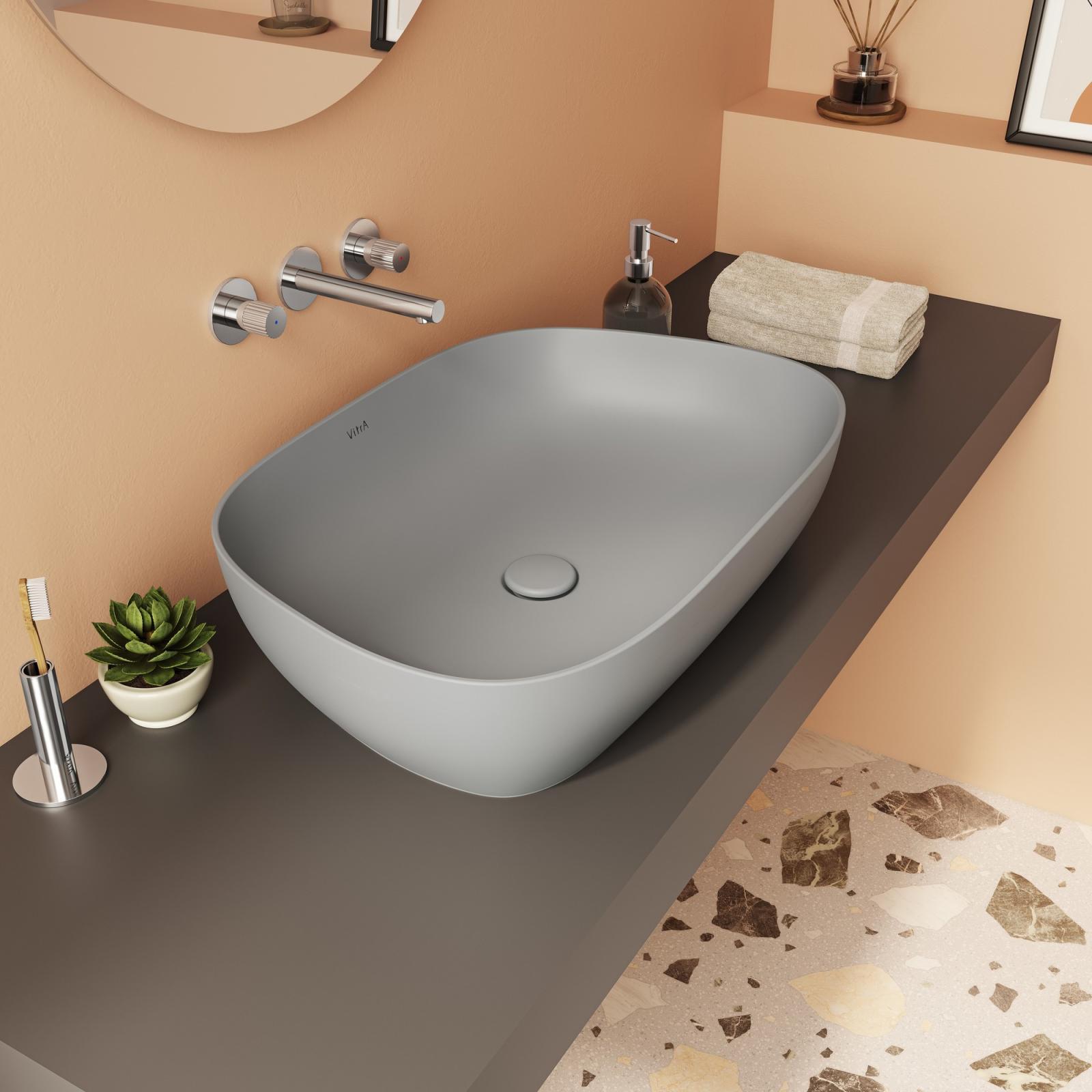 VitrA Outline Çanak Lavabo Mat Taş Gri 5993B476-0016 uygulama örneği