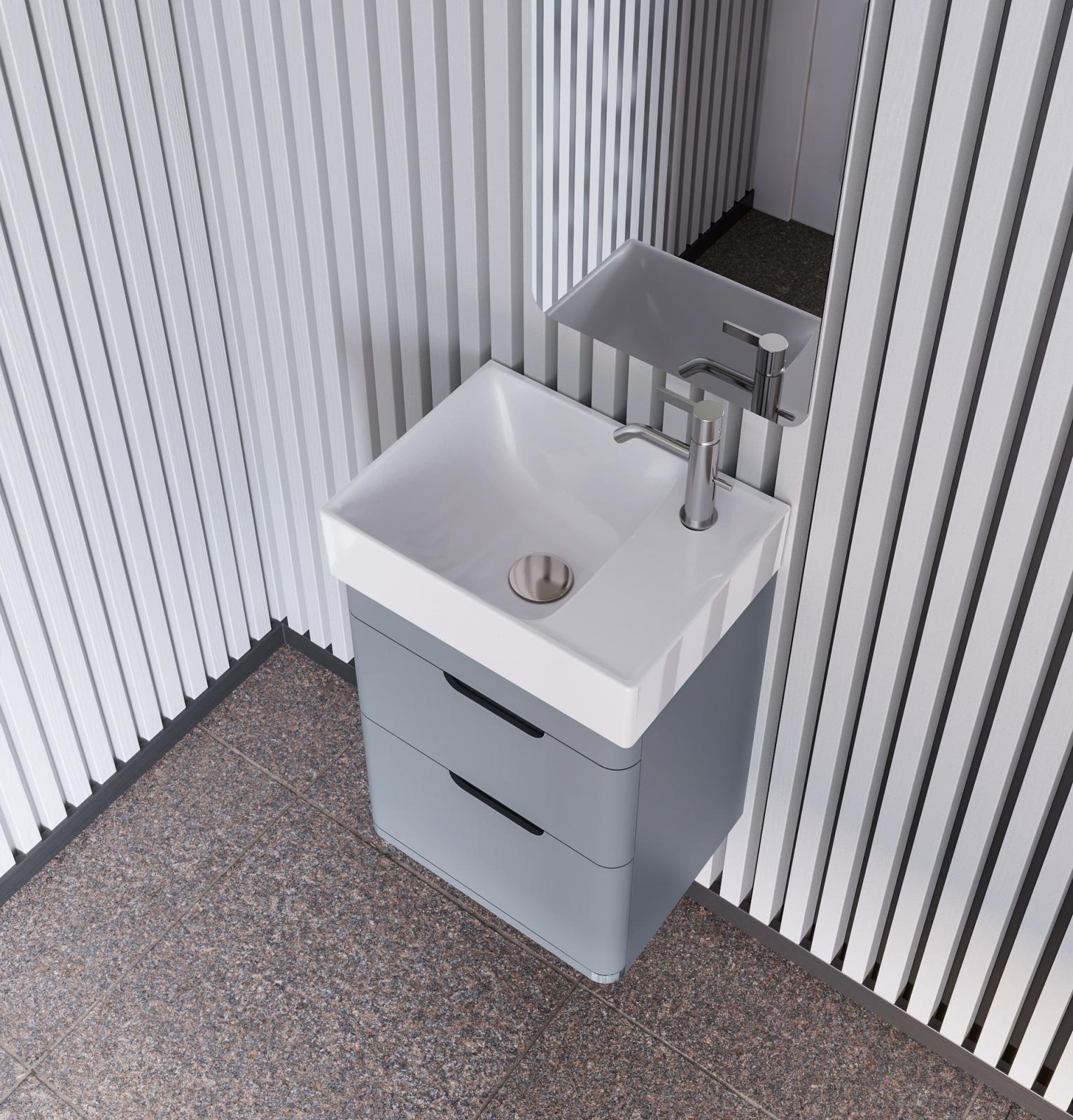 Turkuaz Sharp Etajerli Lavabo 40x30 cm Mat Beyaz uygulama örneği