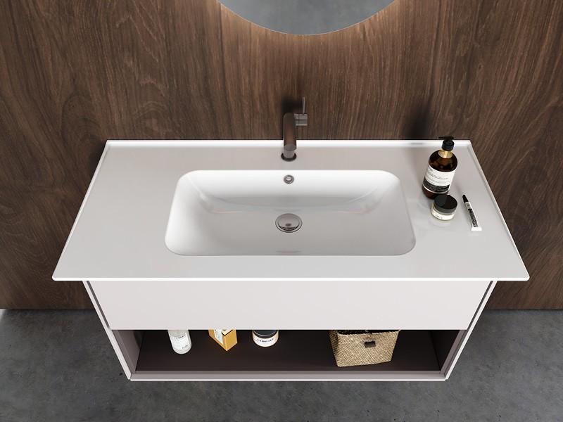 Turkuaz Blue Etajerli Lavabo 70x47 cm Mat Beyaz uygulama örneği