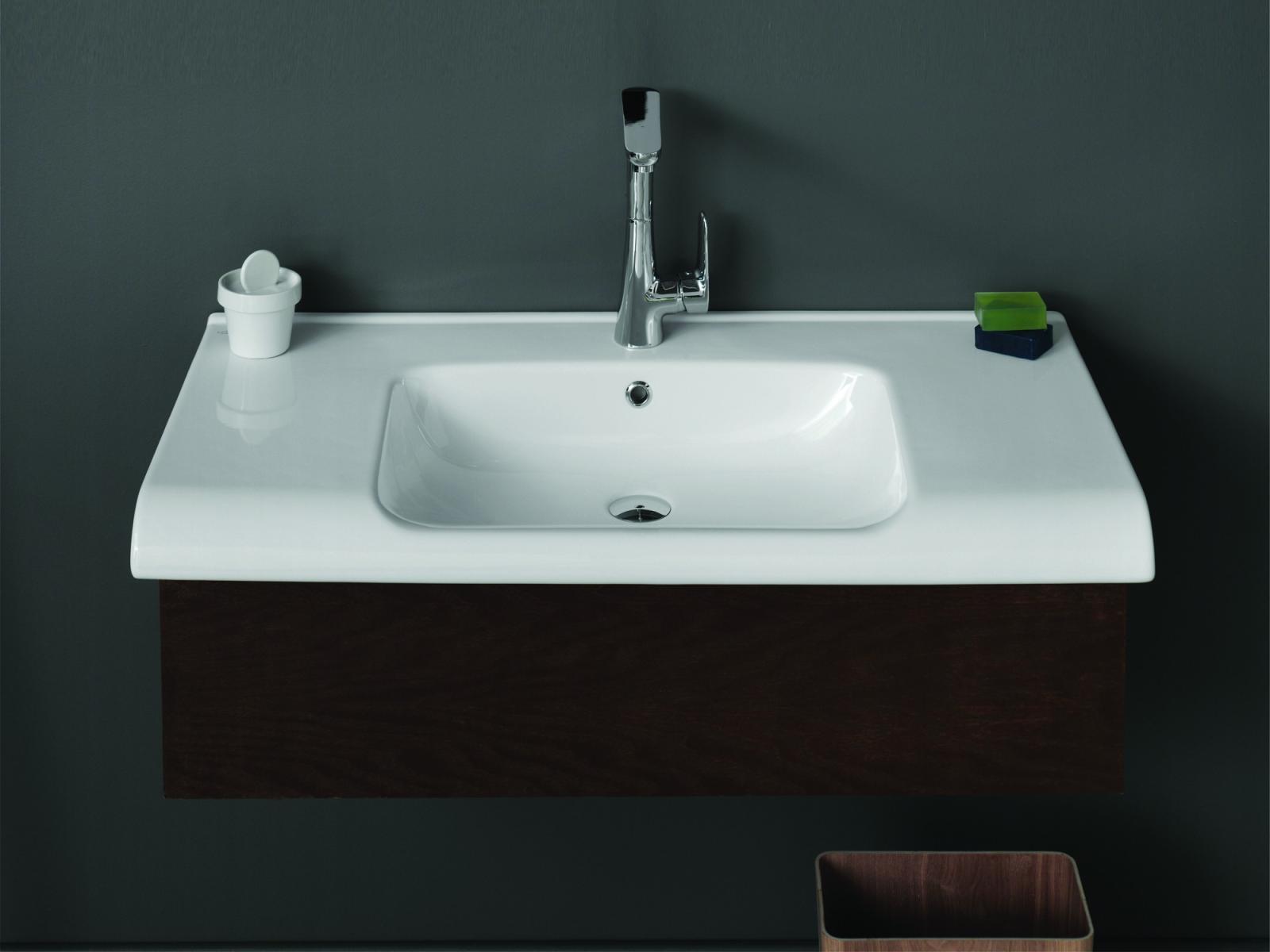Turkuaz Anova Etajerli Lavabo 65x50 cm Mat Beyaz uygulama örneği