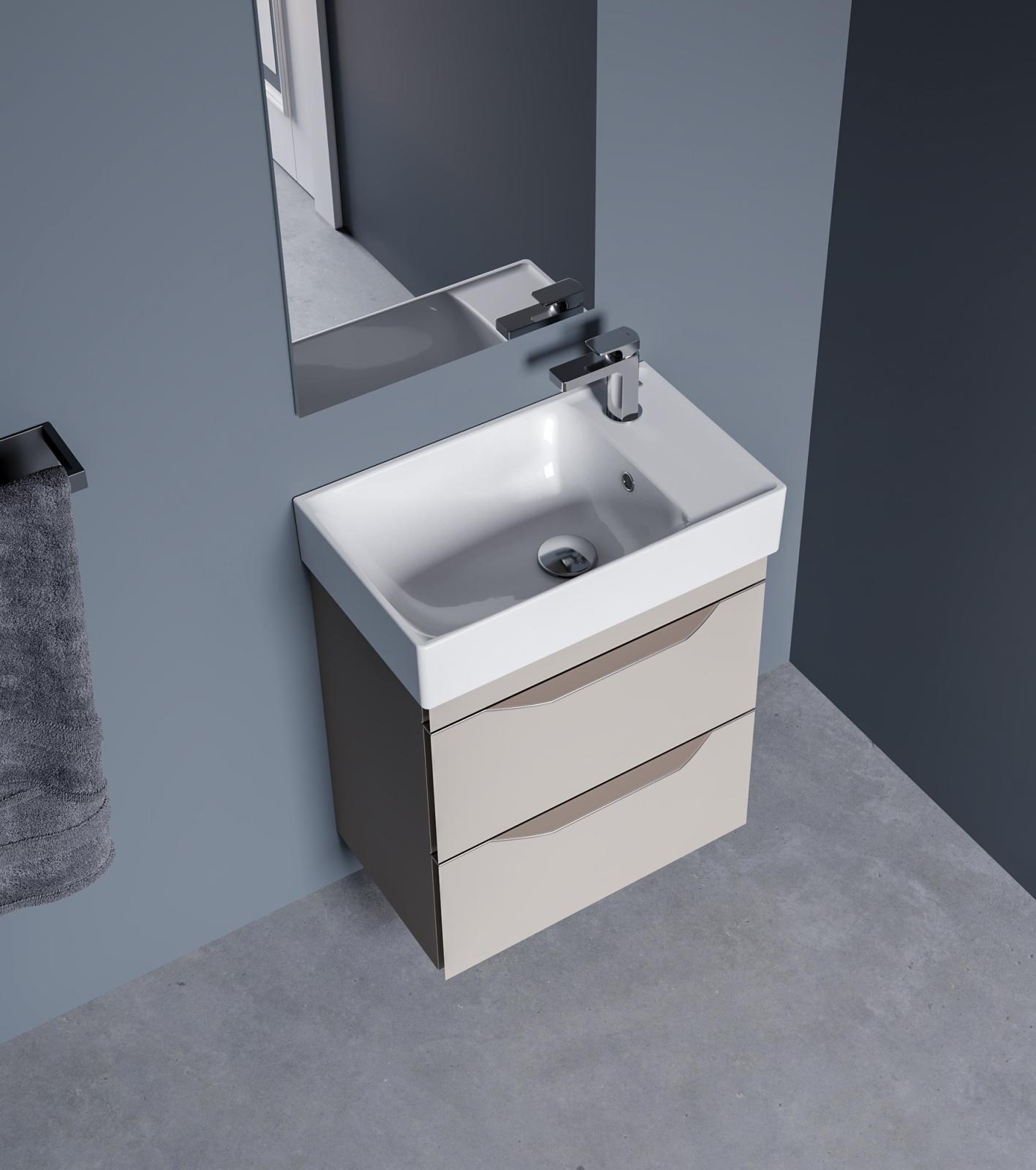 Turkuaz Sharp Etajerli Lavabo 50x30 cm Mat Beyaz uygulama örneği