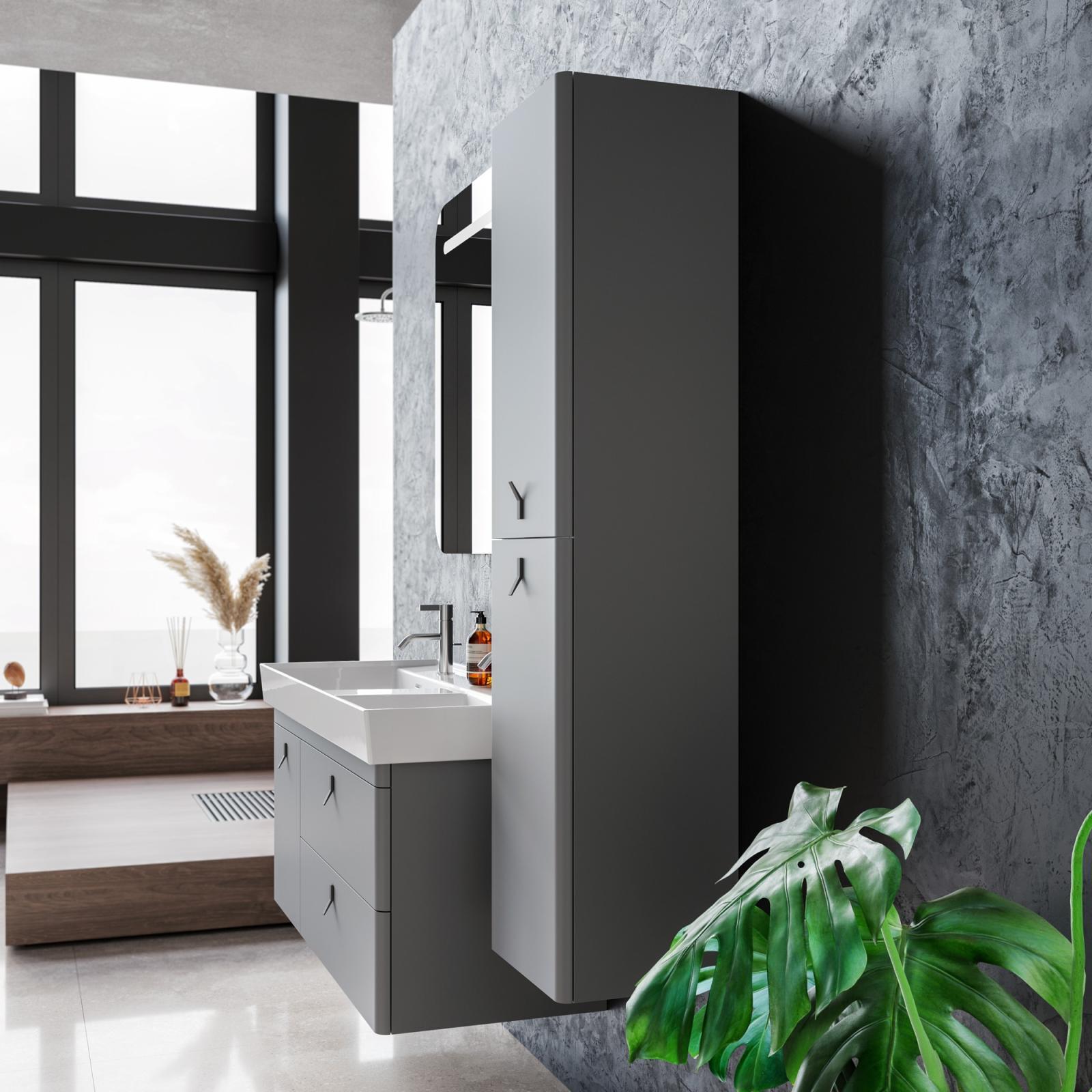 Turkuaz Sharp Etajerli Lavabo (Çift Hazneli) 120x48 cm Mat Beyaz uygulama örneği
