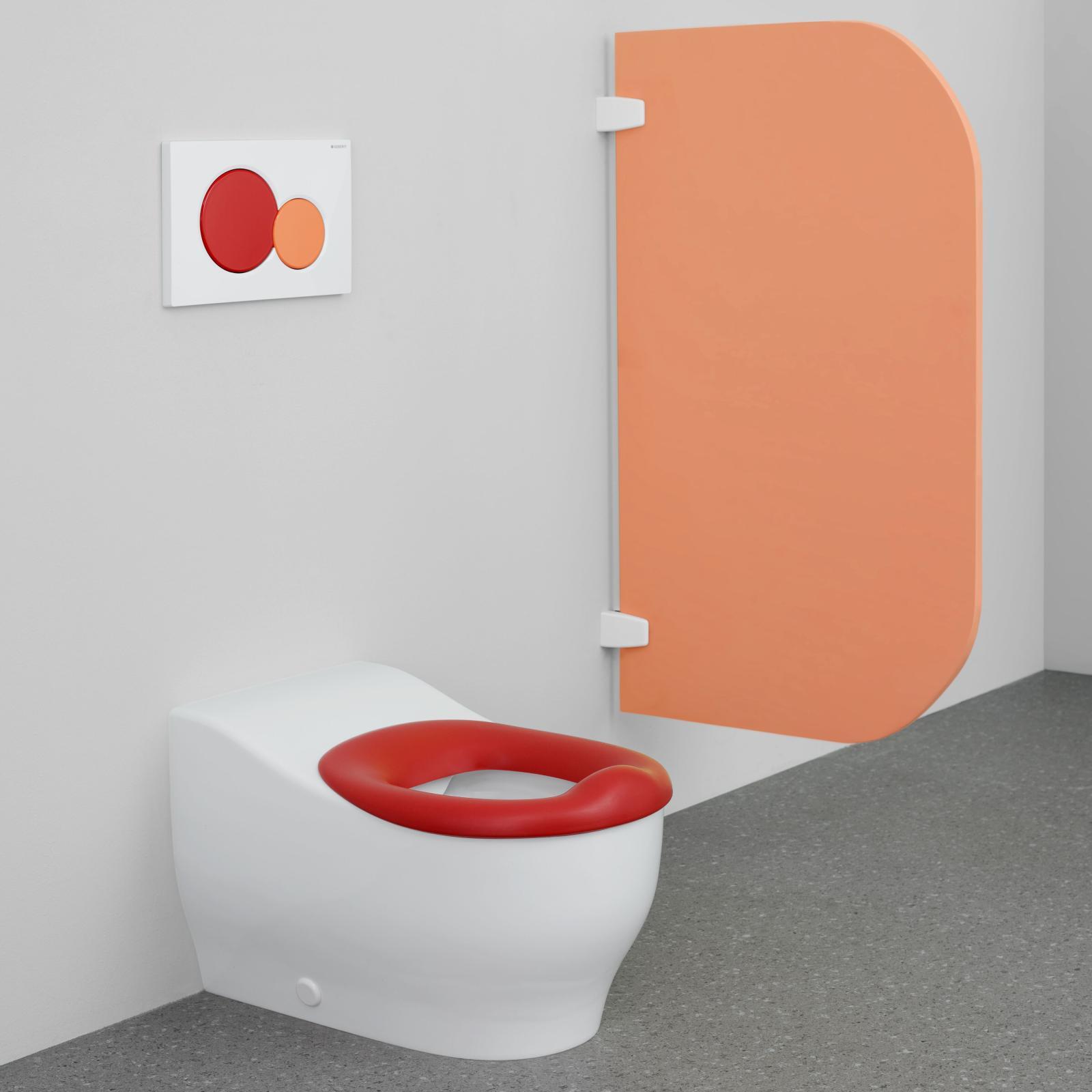 Geberit Bambini yere oturan küçük çocuk klozeti, alçak tip, Rimfree 27,5x44x30 cm Beyaz uygulama örneği