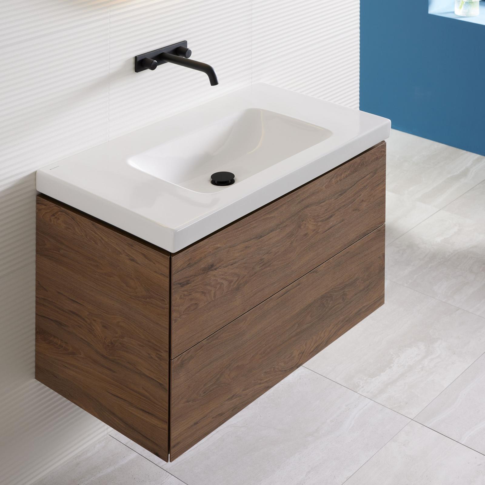 Geberit iCon Light etajerli lavabo 75x48x15,5 cm Beyaz 75x48cm Batarya deliği=Orta Taşma=görünür simetrik Etajer alanı=Her iki tarafta uygulama örneği