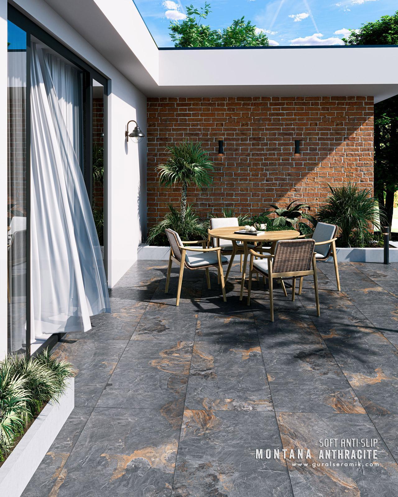 Güral Seramik 60x120 Montana Anthracite Soft Anti-Slip uygulama örneği