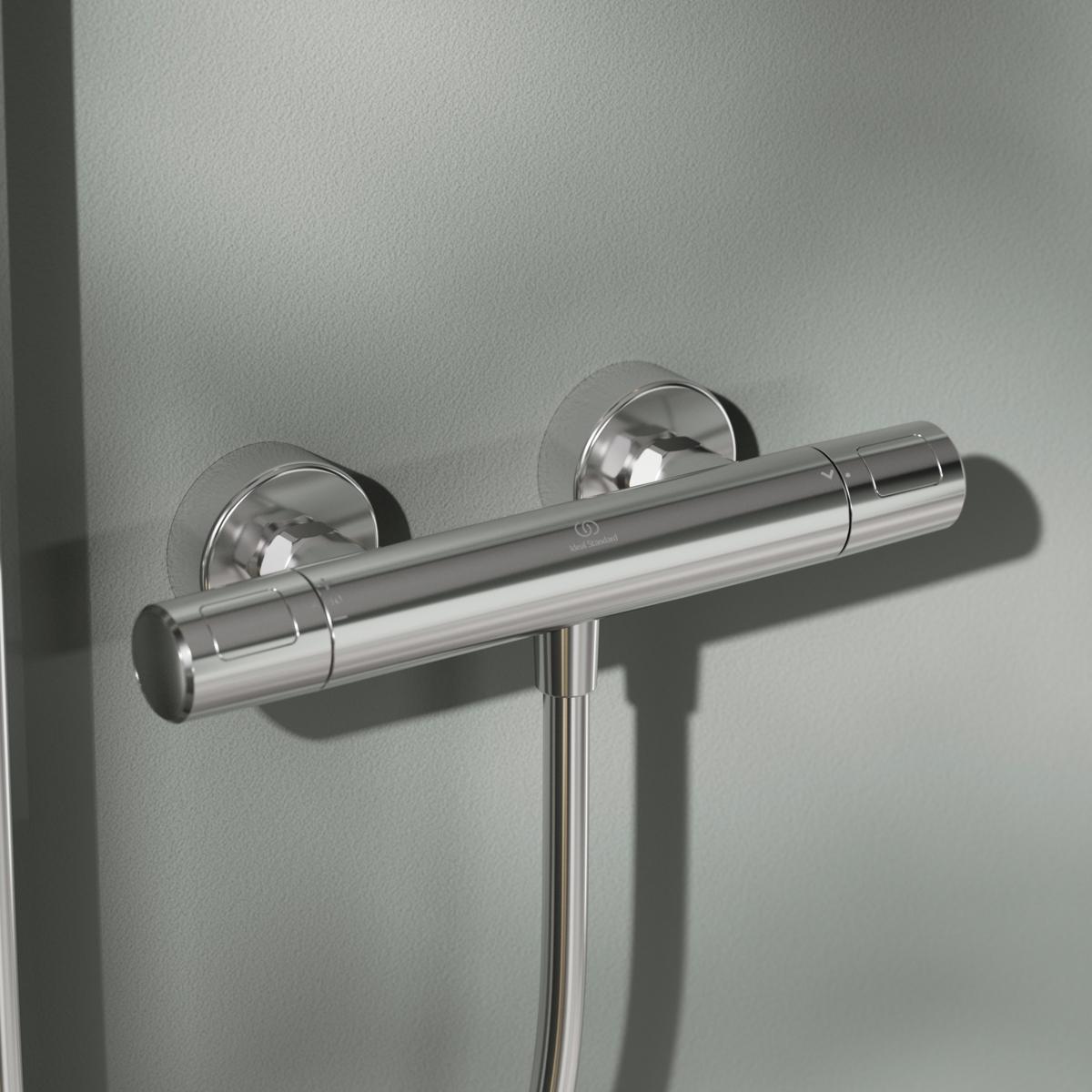 Ideal Standard Ceratwist T25+ Aplike Duş Bataryası Dahil Duş Sistemi 221x501x1119 mm, 12.0 l/dk (3 bar) Krom uygulama örneği