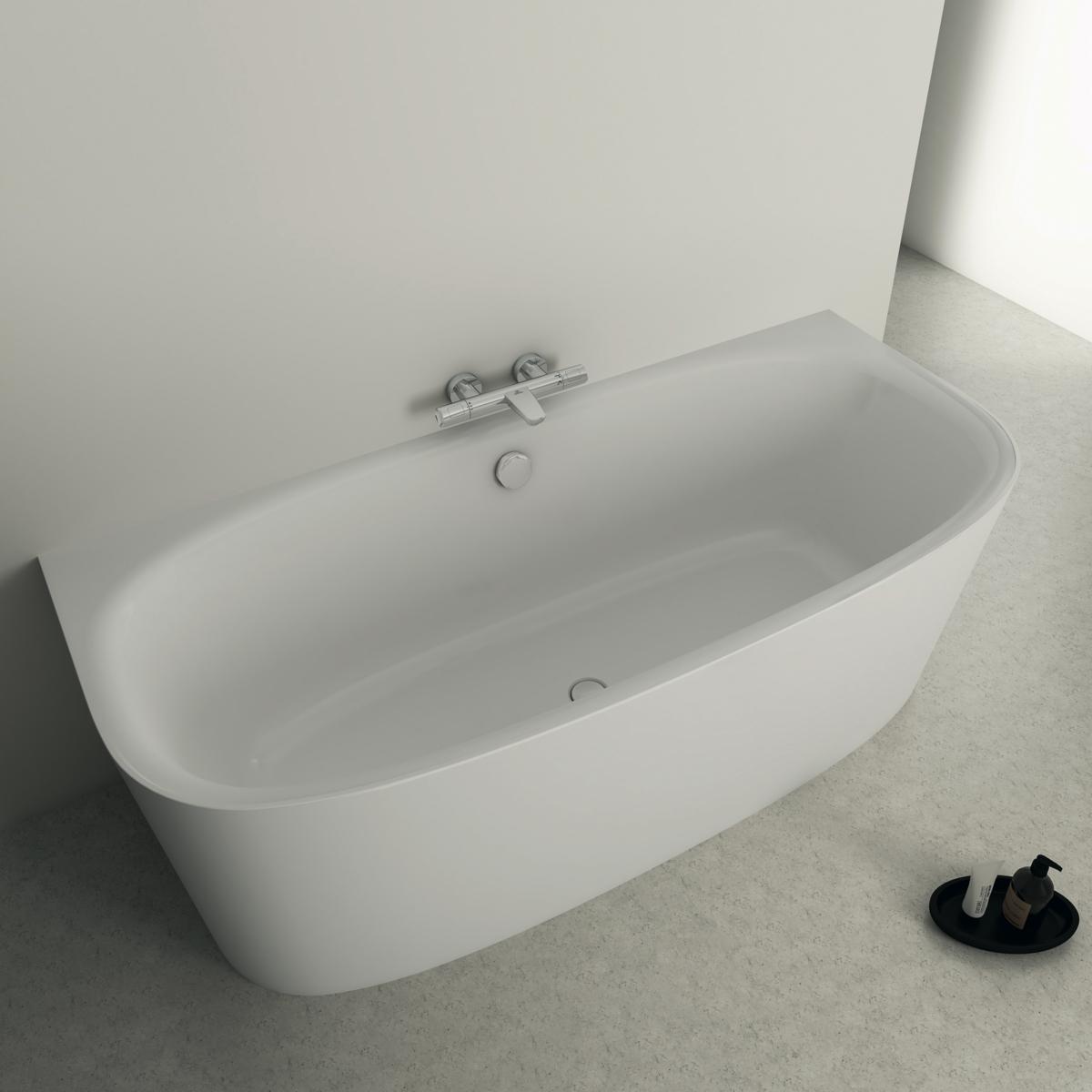 Ideal Standard Dea Özel Şekilli Küvet 1800x805x610 mm, batarya deliksiz, taşma delikli, sifon kumandalı Beyaz uygulama örneği