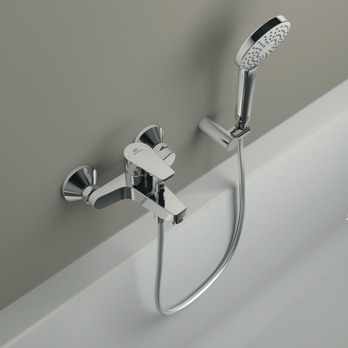 Ideal Standard Cerafine Model D Aplike Banyo ve Duş Bataryası 207x174x110 mm, 156 mm çıkış ucu projeksiyonu, 20.0 l/dk (3 bar) Krom uygulama örneği