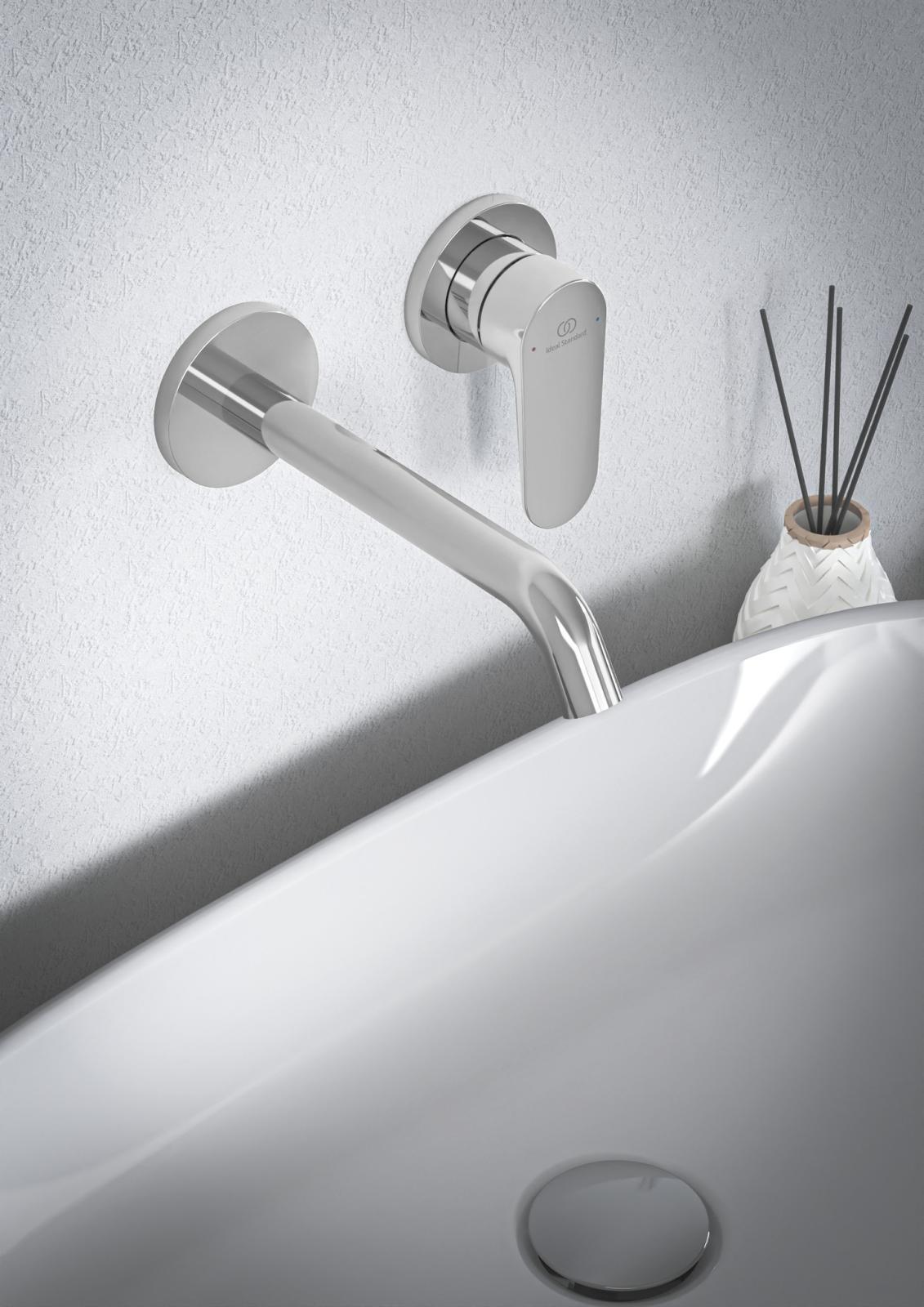 Ideal Standard Cerafine O Nuovo Duvara Monte Lavabo Armatürü 175x189x112.5 mm, 180 mm çıkış ucu projeksiyonu, Kit 1 gerekli, 4 l/dk (3 bar), sifon kumandasız Krom uygulama örneği