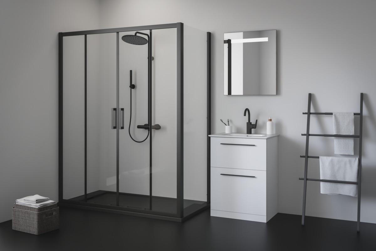Ideal Standard Ceraplan Lavabo Bataryası 112x179x280 mm, 145 mm çıkış ucu projeksiyonu, 5 l/dk (3 bar), sifon kumandasız Mat Siyah uygulama örneği