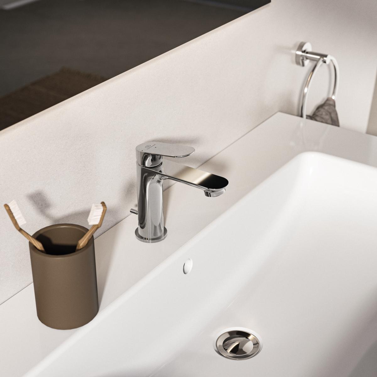 Ideal Standard Ceralife O Lavabo Bataryası 48x162x154 mm, 3.8 l/dk (3 bar), sifon kumandalı Krom uygulama örneği