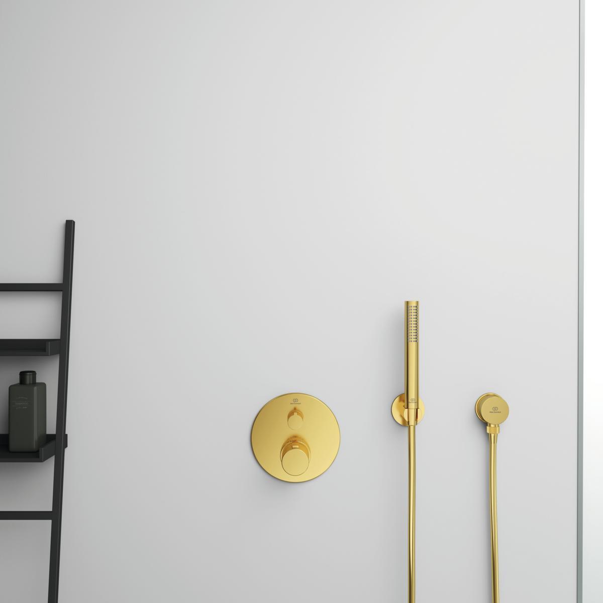 Ideal Standard Idealrain Duvardan Duş Kolu 64x60x64 mm Fırçalanmış Altın uygulama örneği