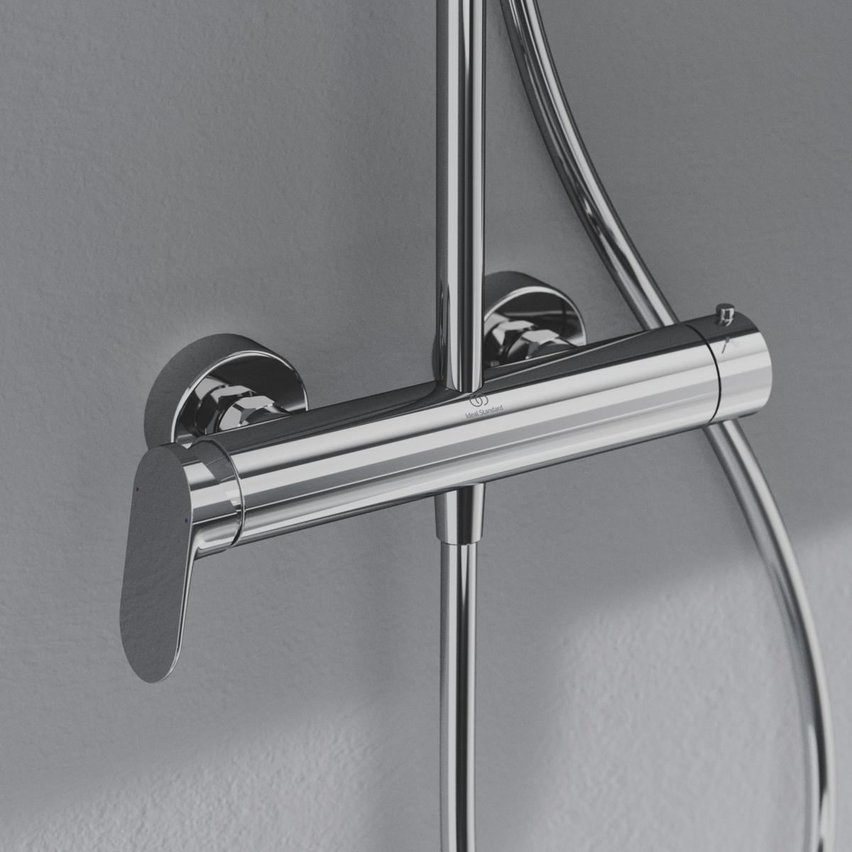 Ideal Standard Ceraflow T25 Aplike Duş Bataryası Dahil Duş Sistemi 313x510.5x1117 mm, 12.0 l/dk (3 bar) Krom A8526AA uygulama örneği