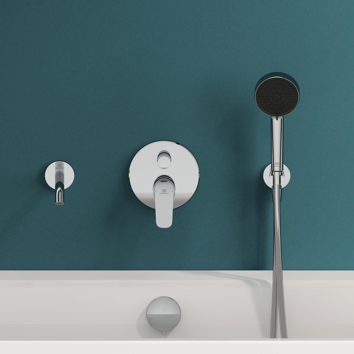 Ideal Standard Ceraline Nuovo Duvardan Küvet Gagası 65x189 mm, 180 mm çıkış ucu projeksiyonu Krom uygulama örneği
