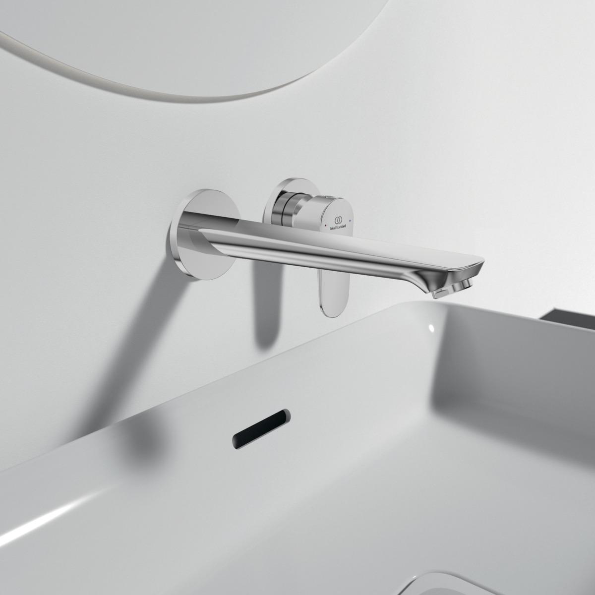 Ideal Standard Cerafine Model O Duvara Monte Lavabo Armatürü 175x237x111.5 mm, 224 mm çıkış ucu projeksiyonu, Kit 1 gerekli (A1313), 3.8 l/dk (3 bar), sifon kumandasız Krom uygulama örneği