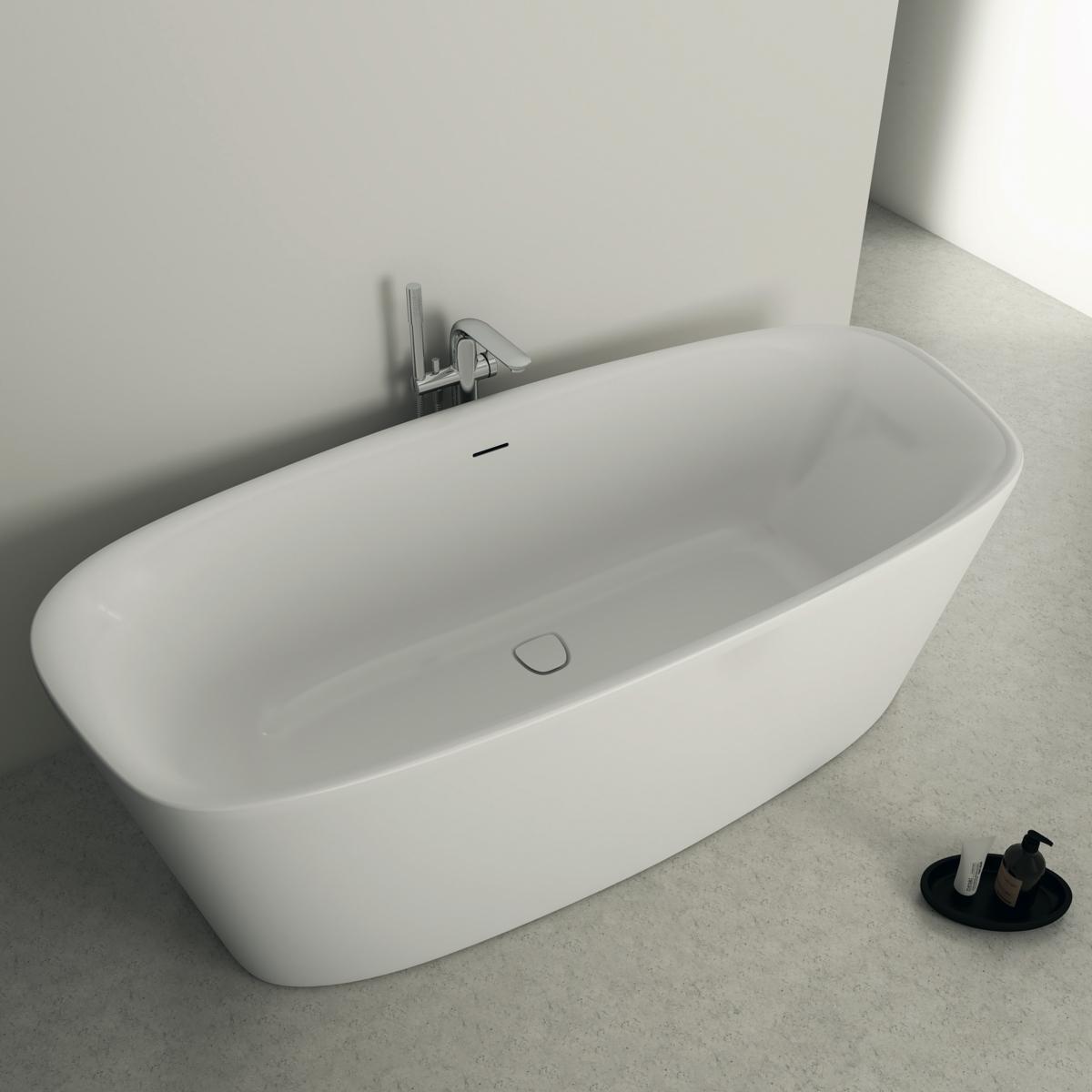 Ideal Standard Dea Bağımsız Küvet 1795x795x610 mm, batarya deliksiz, taşma delikli, sifon kumandasız Beyaz uygulama örneği
