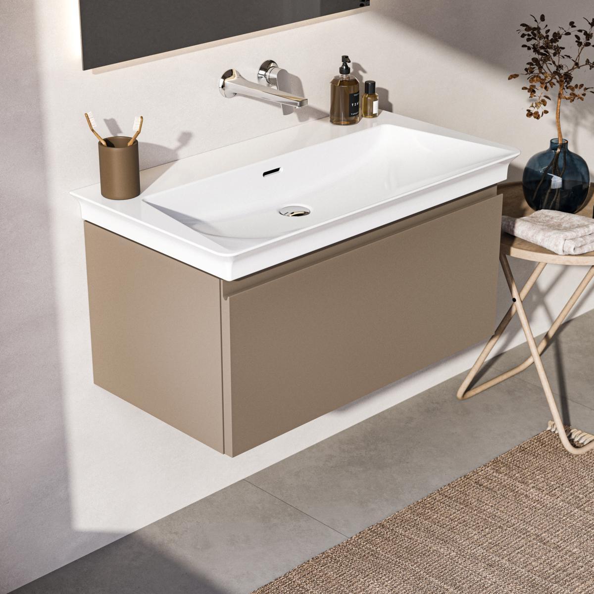 Ideal Standard La Dolce Vita Etajerli Lavabo 860x470x145 mm, batarya deliksiz, taşma delikli Beyaz uygulama örneği