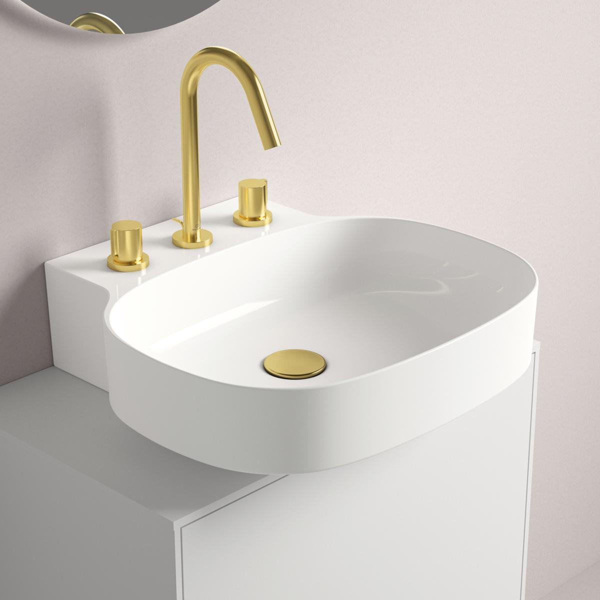 Ideal Standard Linda-X Lavabo 500x480x135 mm, 3 batarya delikli, taşma deliksiz Beyaz uygulama örneği