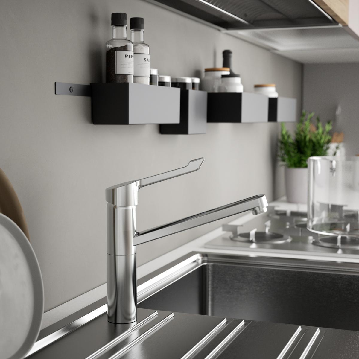 Ideal Standard Ceraflex Mutfak Armatürü 47x260x260 mm, 222 mm çıkış ucu projeksiyonu, 9 l/dk (3 bar) Krom uygulama örneği