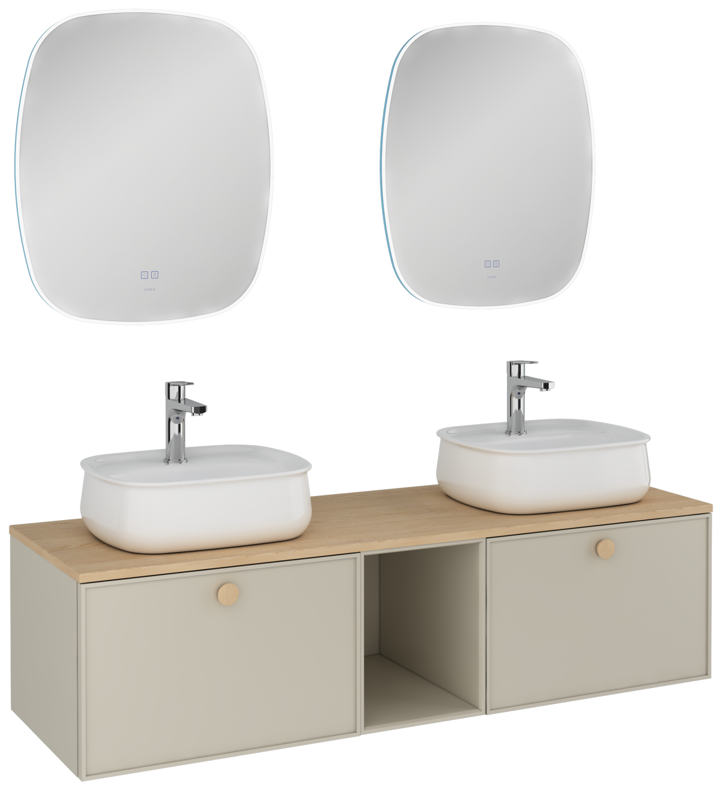 İsvea Mondo Tek Çekmeceli Lavabo Ünitesi Çakıl Gri 150 cm uygulama örneği